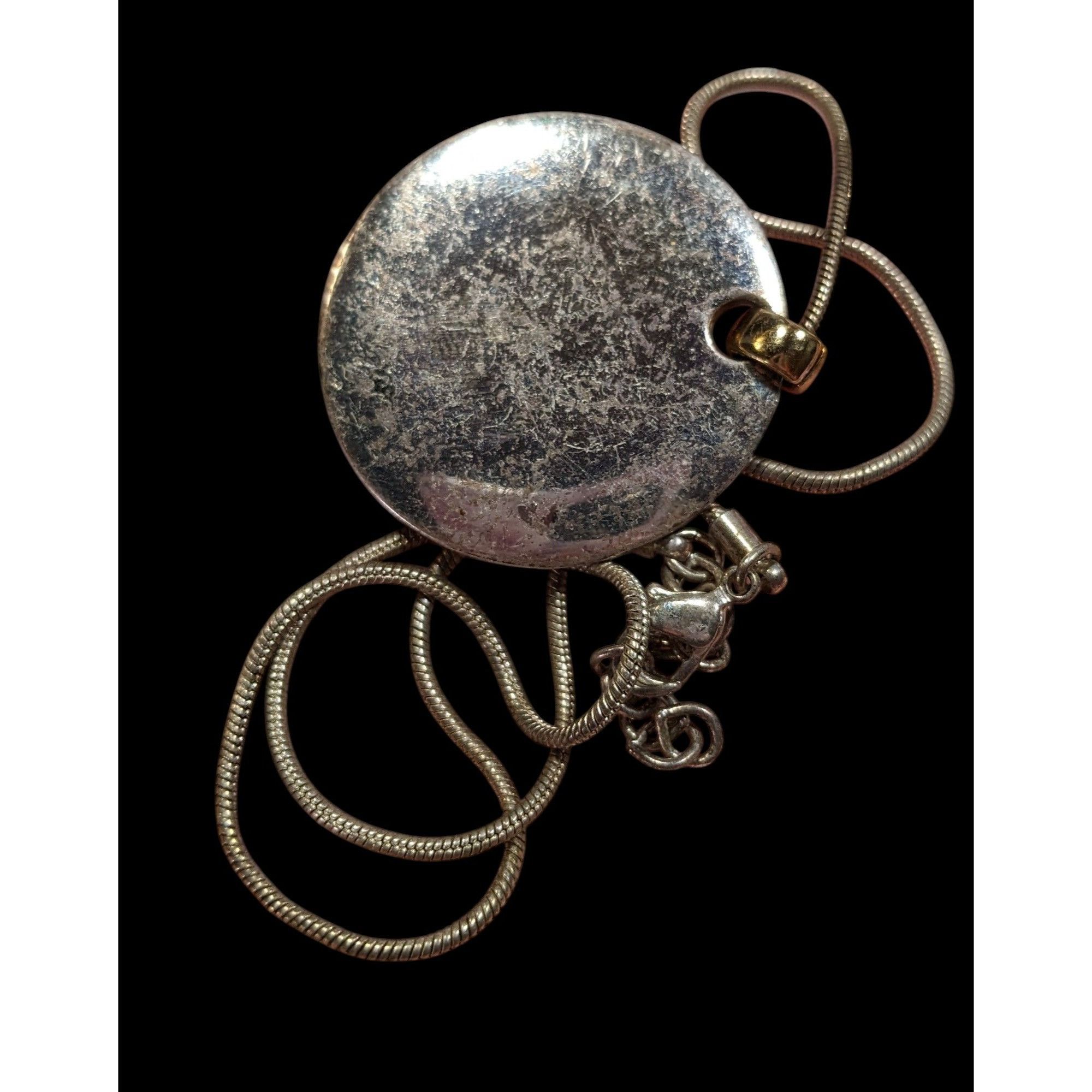 Other Modern Medallion Silver Tone Pendant Necklace With AK Engrav Size ONE SIZE - 3 Thumbnail
