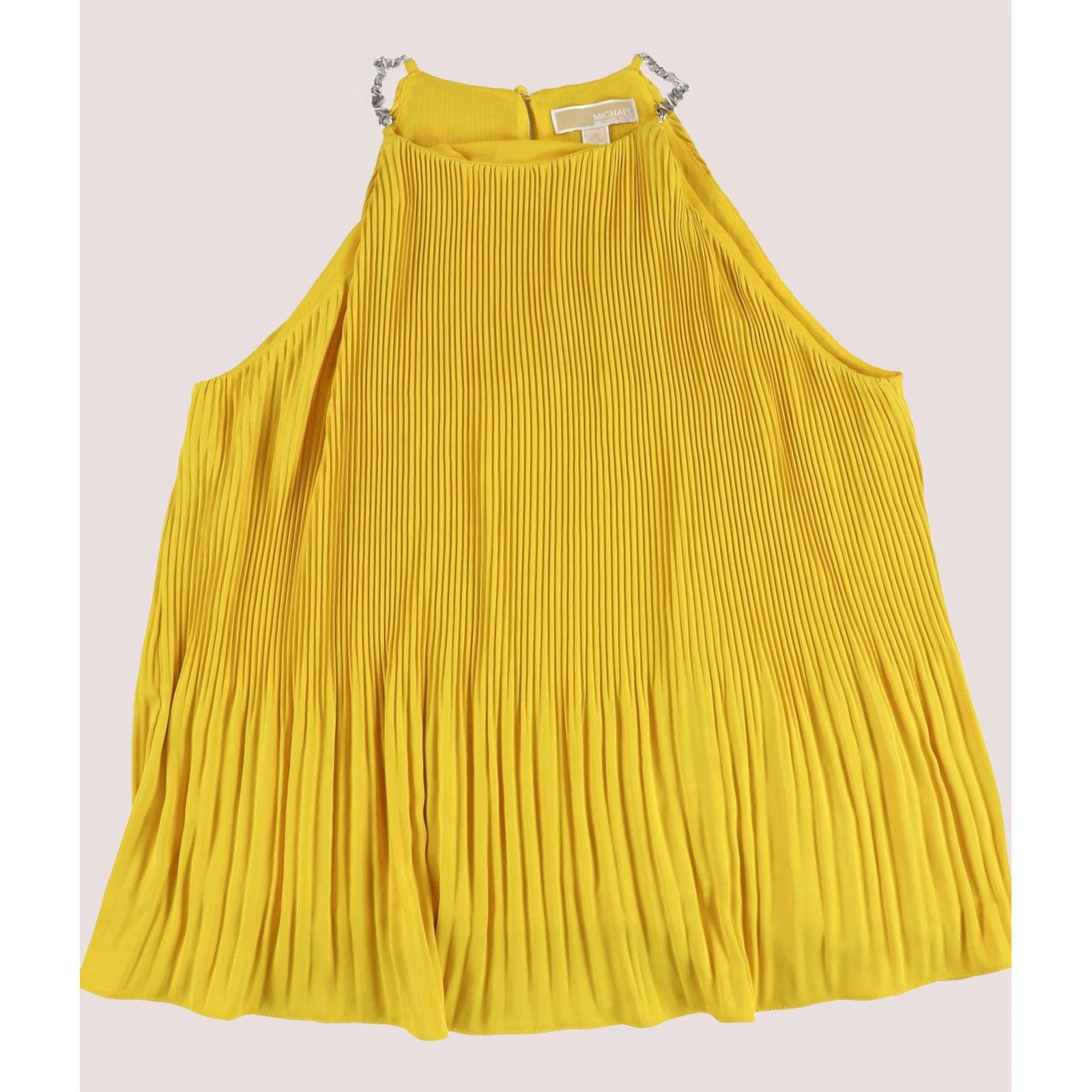 Michael Kors Michael Kors Womens Chain Strap Pleated Halter Top Shirt yellow M Size M / US 6-8 / IT 42-44 - 1 Thumbnail