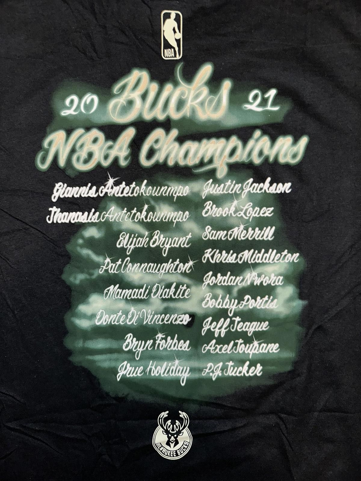 Nike Nike Men’s NBA Milwaukee Bucks Champions Roster Black T-Shirt Size US XXL / EU 58 / 5 - 6 Thumbnail