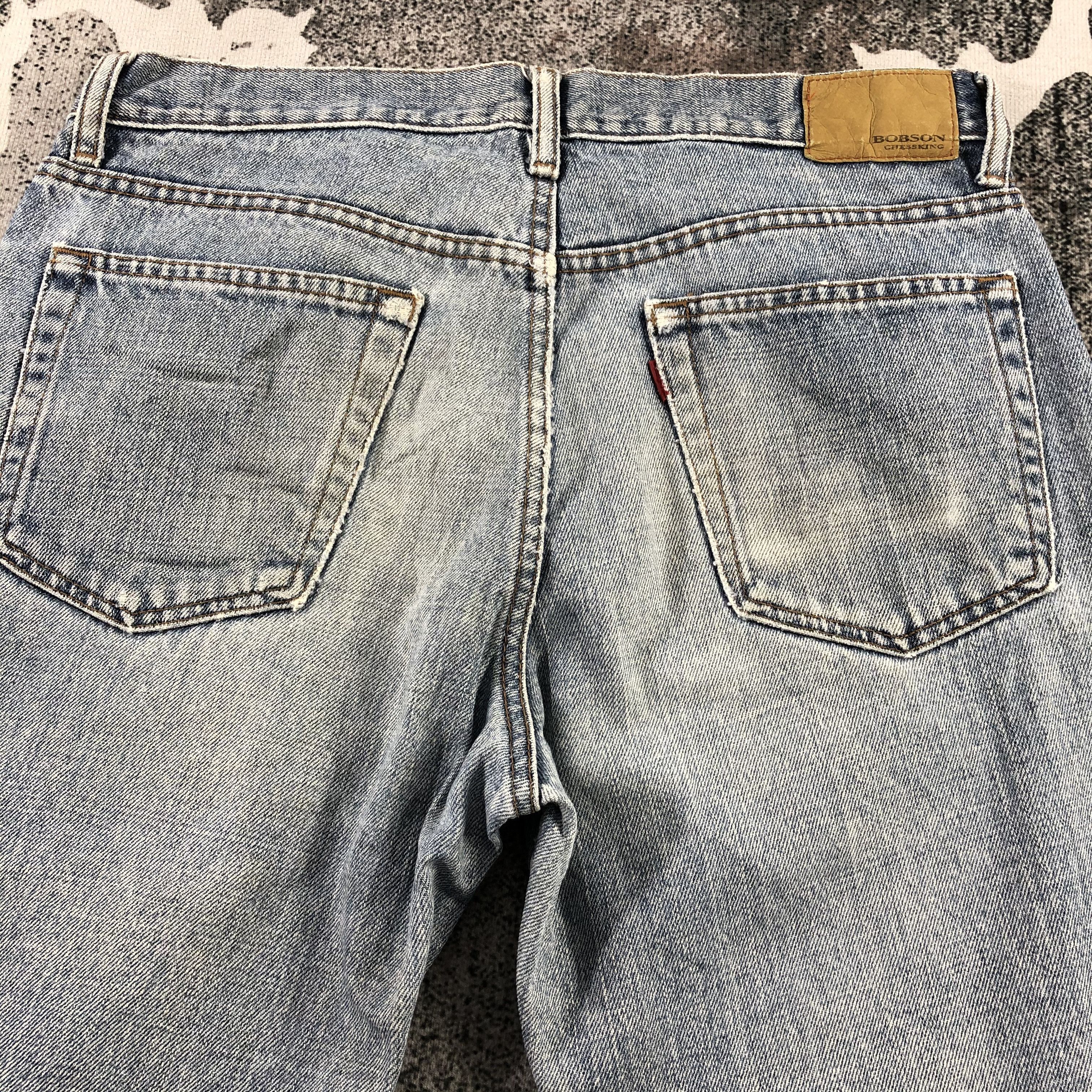 Japanese Brand Vintage Bobson Jeans Distress Medium Wash Flare Denim KJ1319 Size US 33 - 4 Thumbnail
