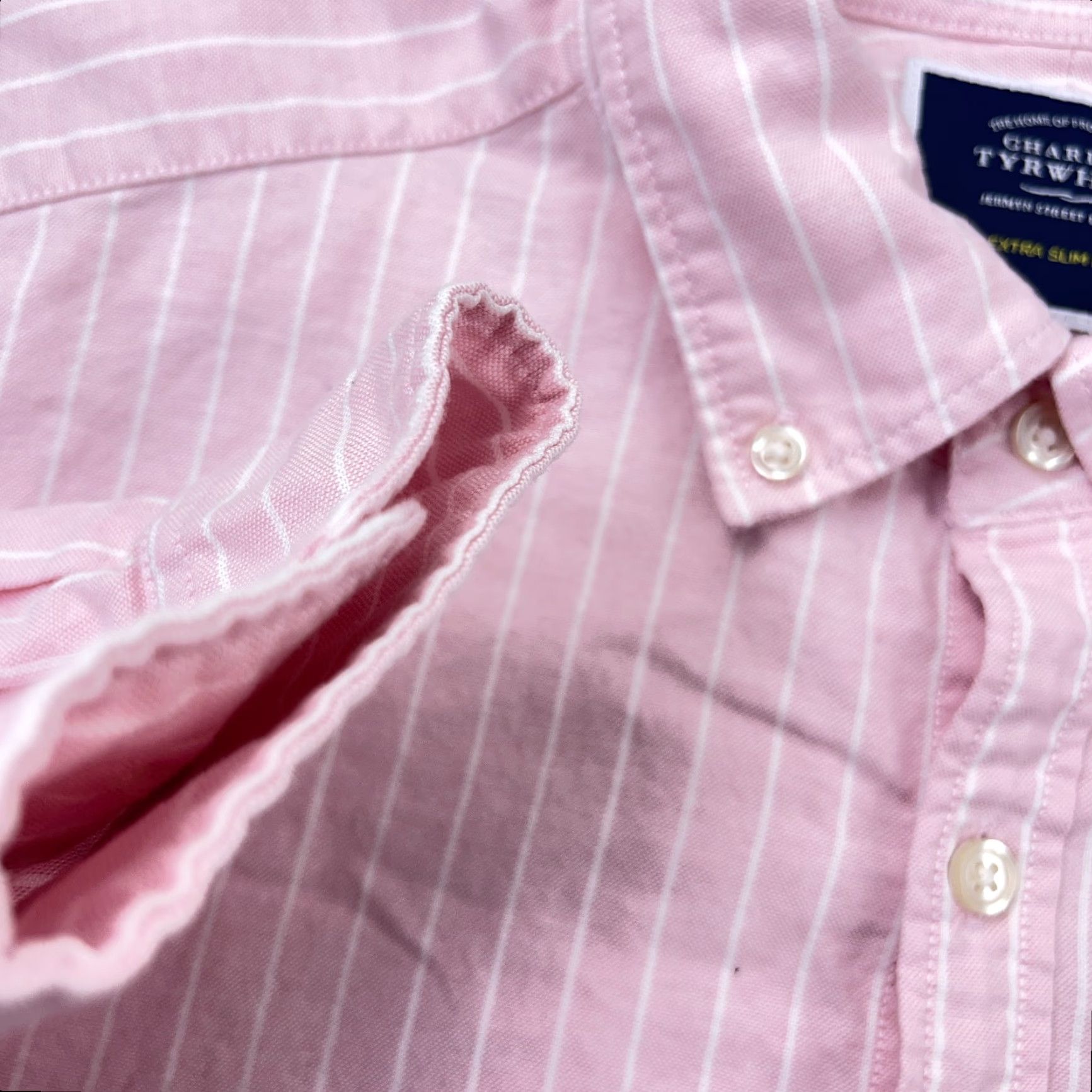 Charles Tyrwhitt Charles Tyrwhitt Shirt Men Large Pink Button Up Extra Slim Fit Oxford Cloth Size US L / EU 52-54 / 3 - 6 Thumbnail