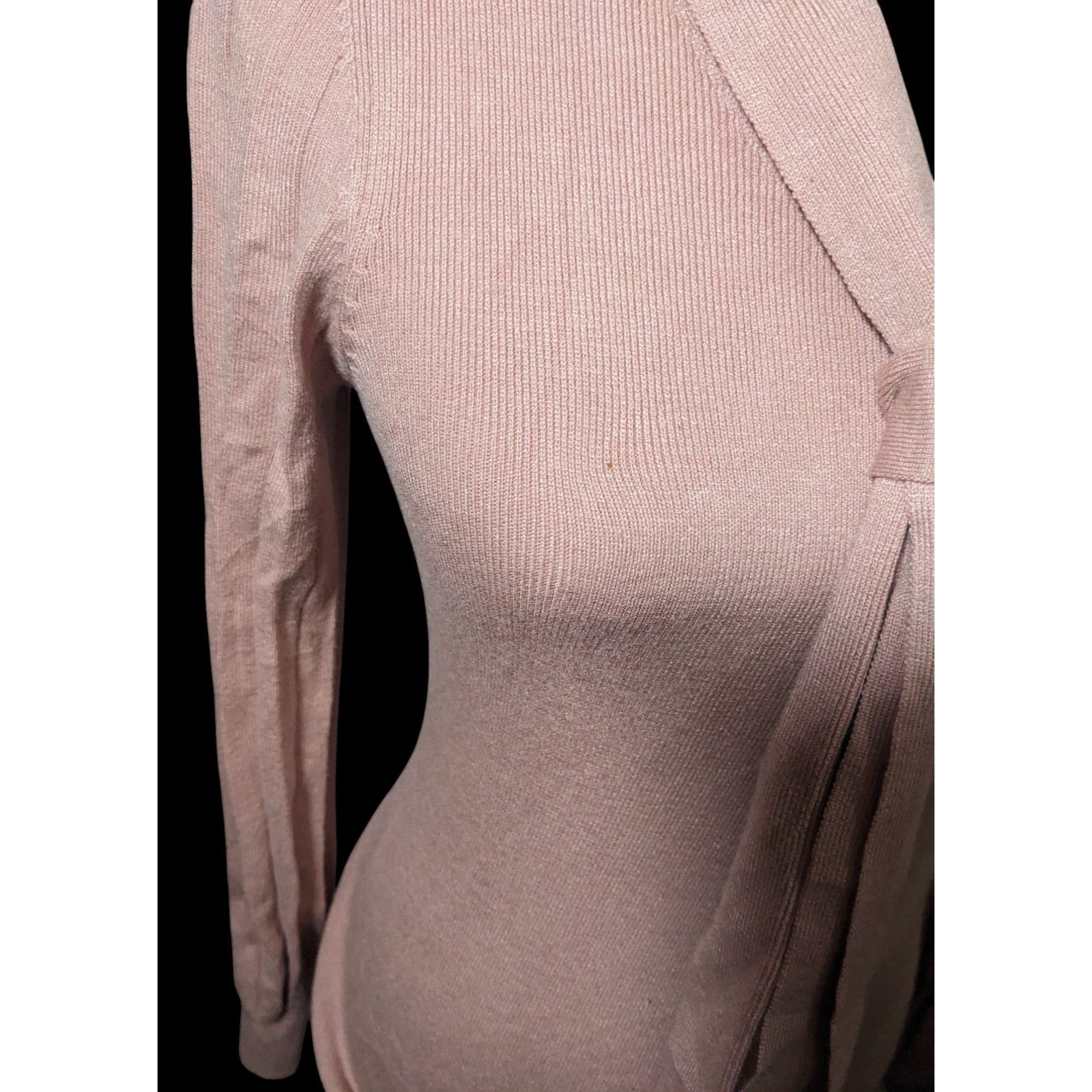 Other Vintage Coquette Light Pink Long Sleeve Tie V Neck Dress Size M / US 6-8 / IT 42-44 - 3 Thumbnail
