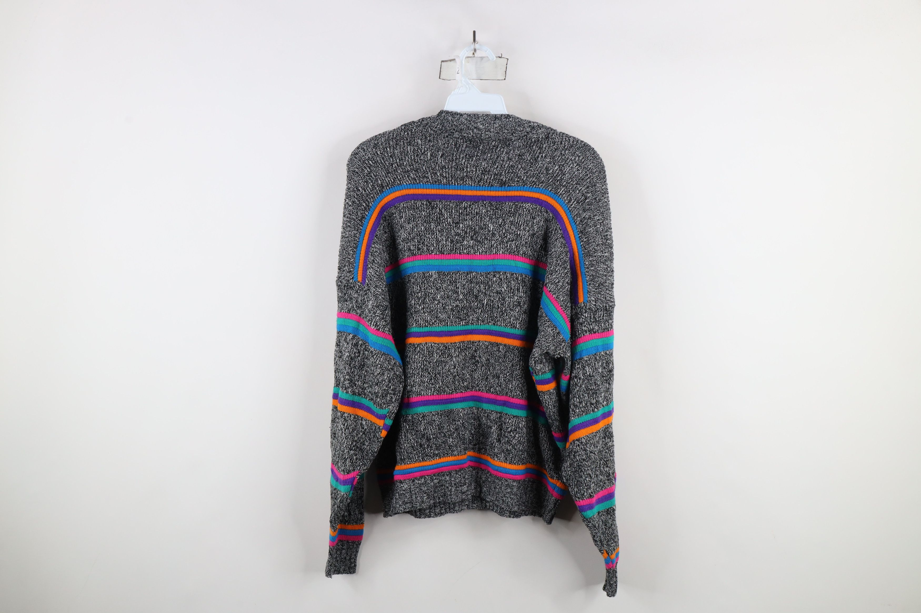 Vintage Vintage 80s 90s Streetwear Rainbow Striped Knit Sweater USA Size L / US 10 / IT 46 - 9 Thumbnail