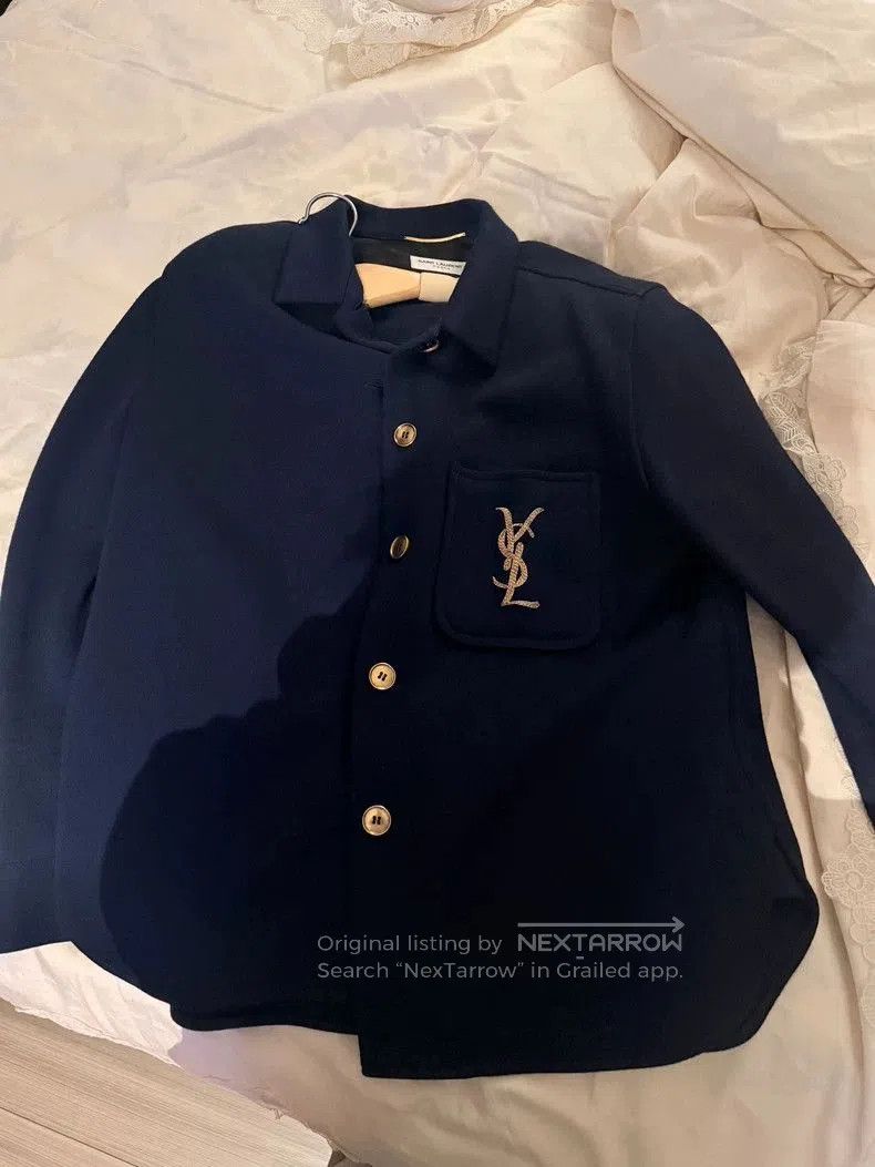 Yves Saint Laurent YSL Blue Buttoned Outerwear Jacket. Size US XXS / EU 40 - 1 Thumbnail