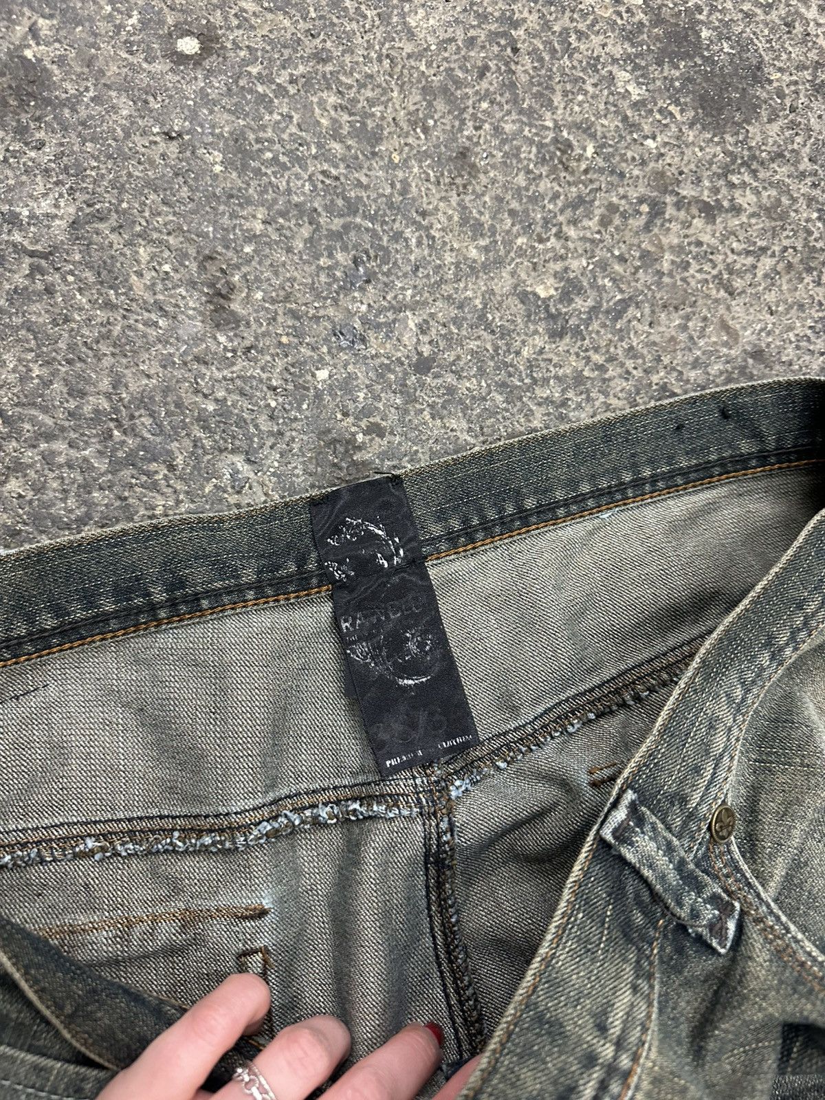 Designer Y2K raw blue flap pockets jeans Size US 38 / EU 54 - 4 Thumbnail