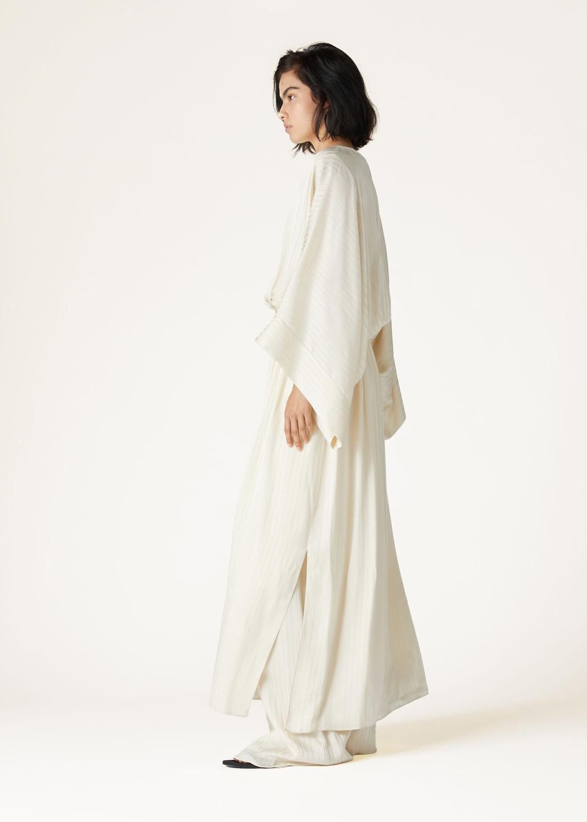 Loro Piana o1srvl11e0125 FAN8315 Ainy Ocean Silk Dress in Off White Size M / US 6-8 / IT 42-44 - 6 Thumbnail