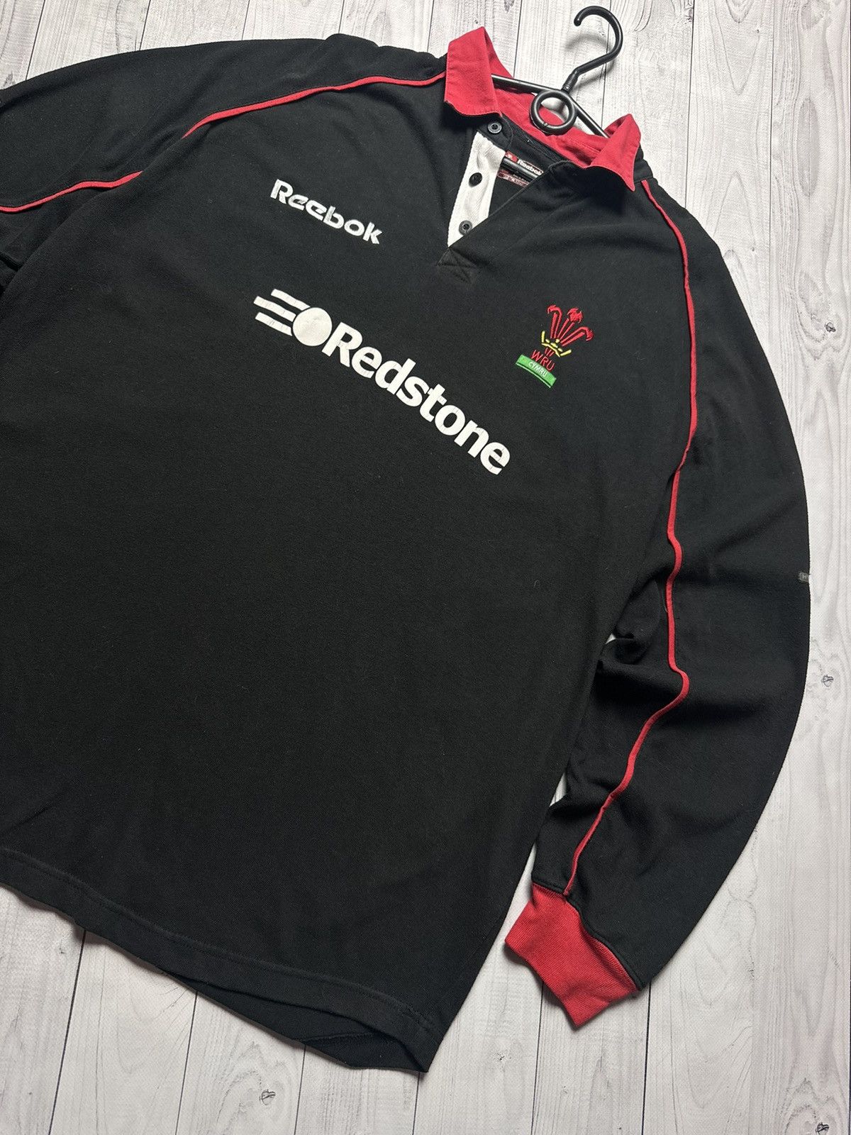 Reebok Vintage wales Rugby jersey rare black size XL logo Size US XL / EU 56 / 4 - 3 Thumbnail