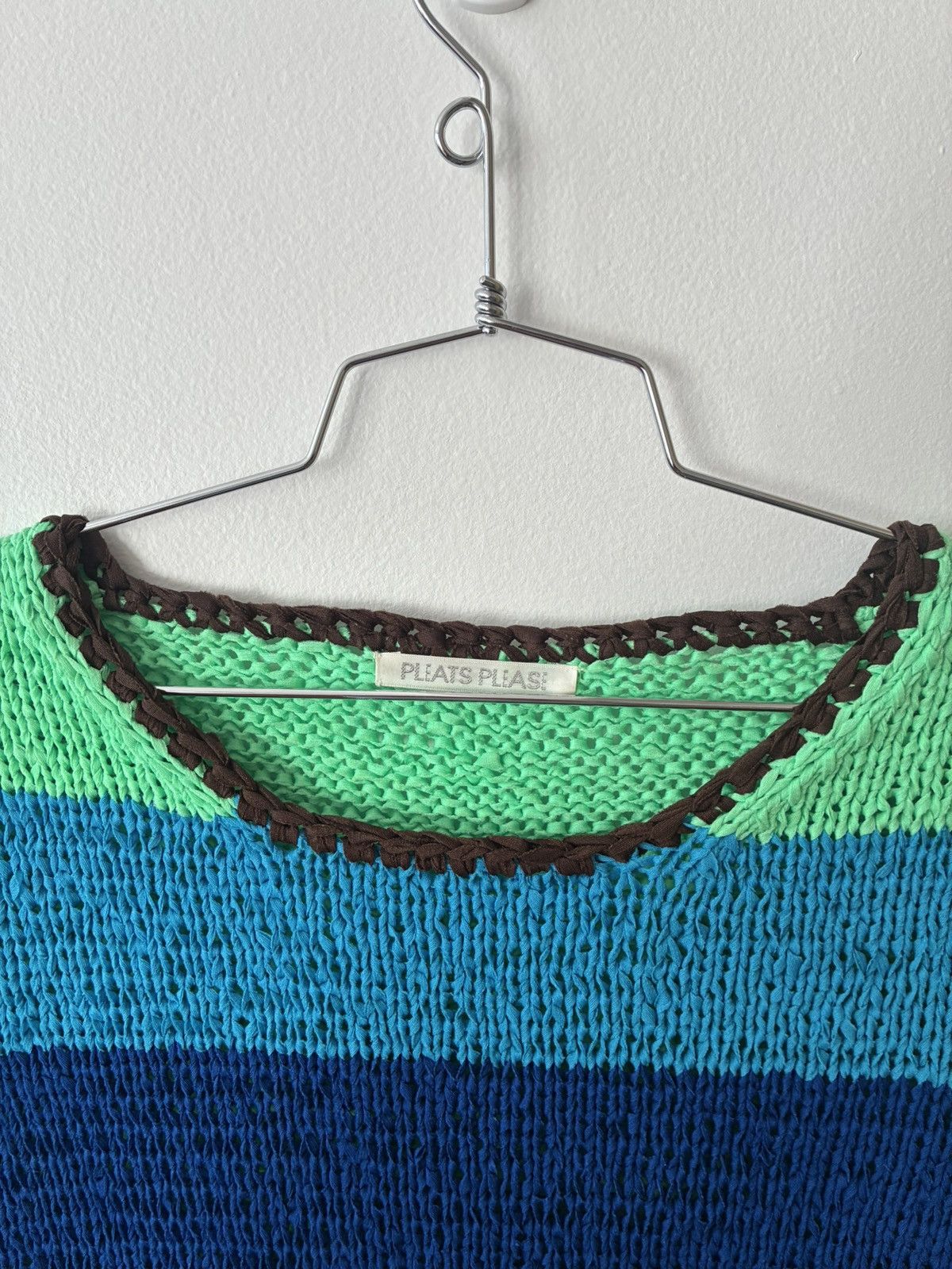 Pleats Please Issey Miyake Pleats Pleats Striped Crotchet Knit Short Sleeve Top Size M / US 6-8 / IT 42-44 - 11 Thumbnail
