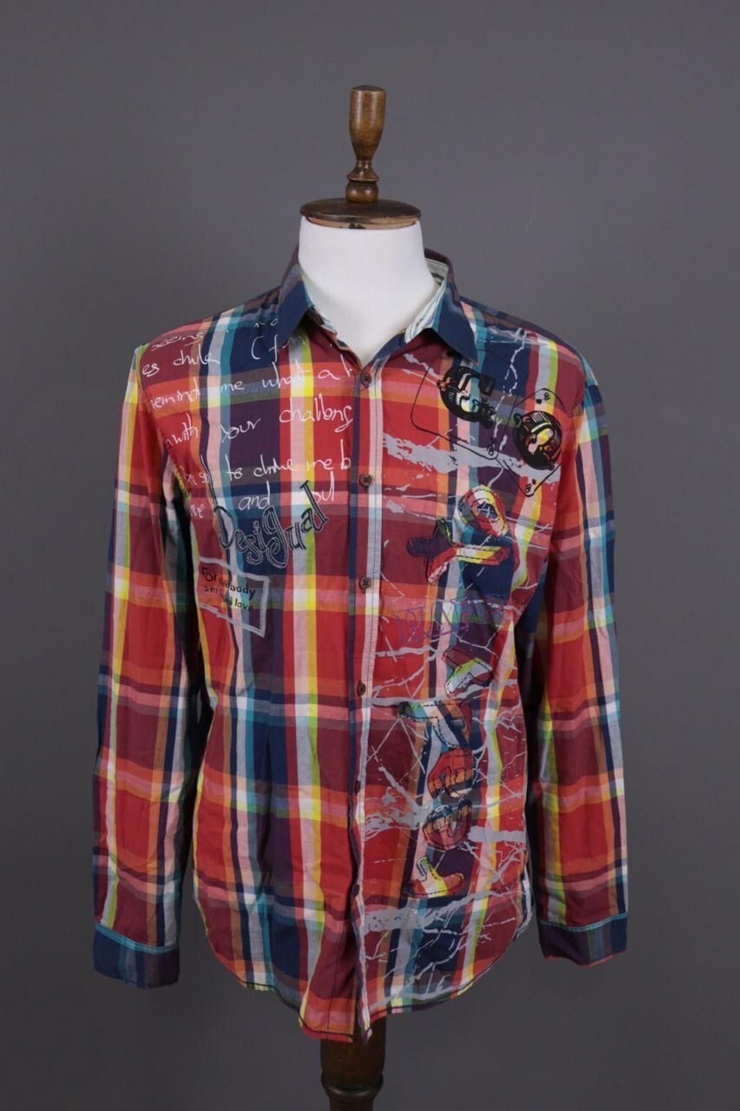 Desigual Desigual Multicolor Big Logo Check Shirt Sz XXL / 2XL Size US XXL / EU 58 / 5 - 1 Thumbnail