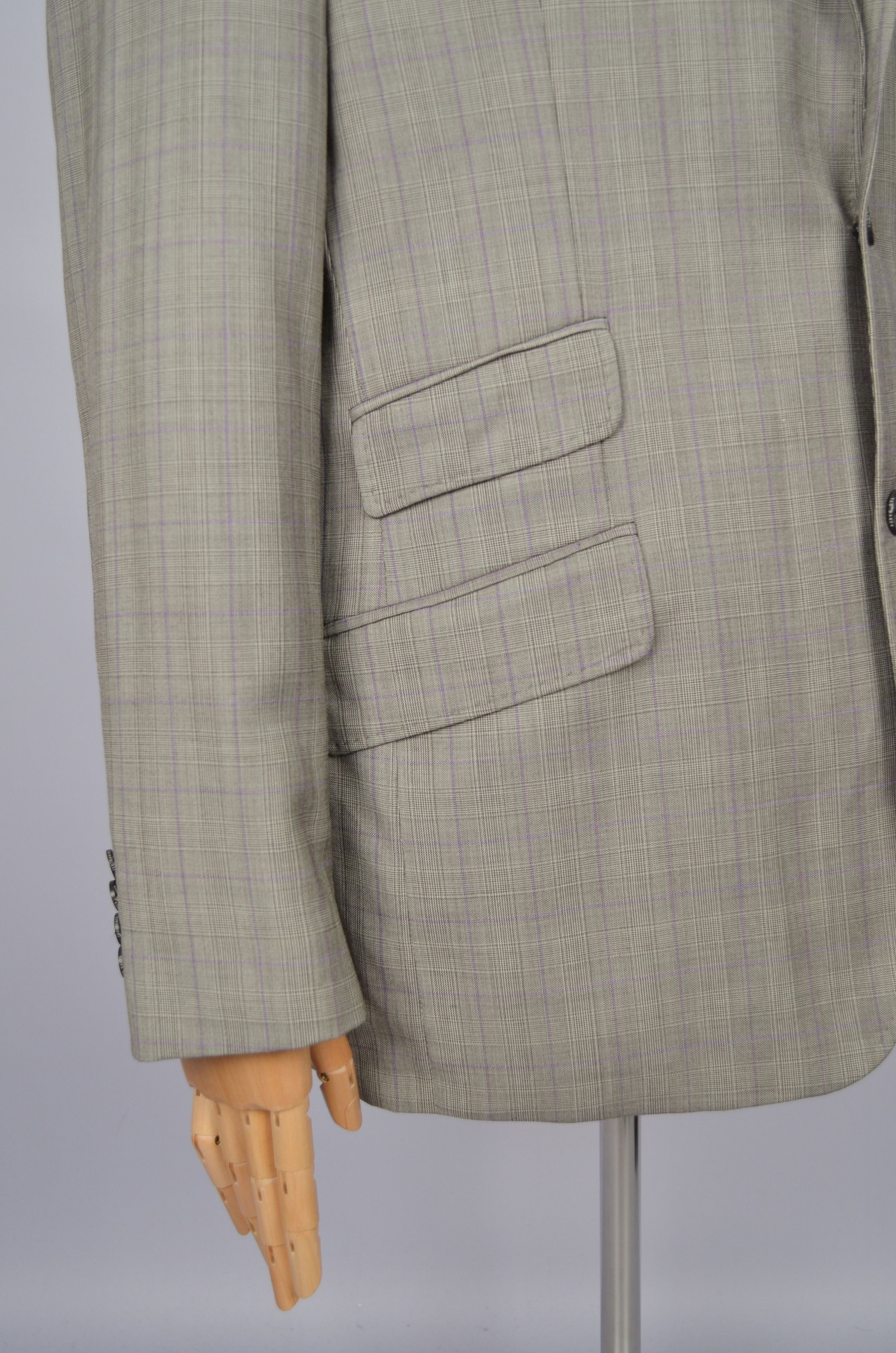 Designer × Ted Baker Ted Baker Endurance Striped Violet 3 Piece Wool Suit US 42 Size 42R - 8 Thumbnail