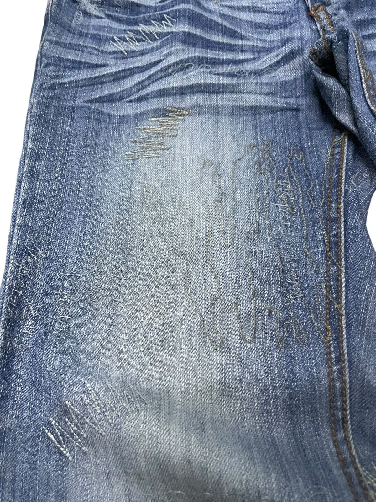 Hysteric Glamour × Japanese Brand Nep Star Japan Embroidery Doodle Heavy Stitch Flare Jeans Size US 30 / EU 46 - 6 Thumbnail