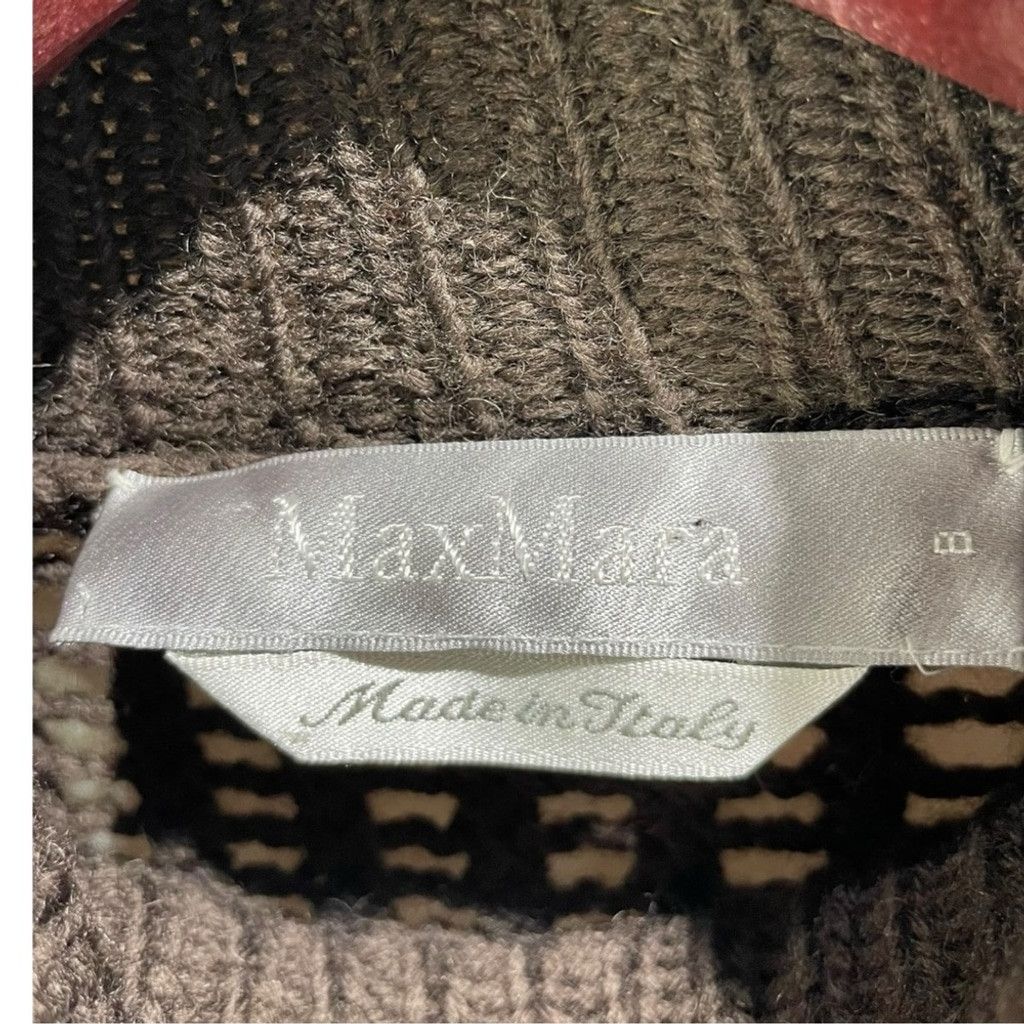 Max Mara MaxMara Dark Brown Open Knit CableKnit Turtleneck Sweater 00 Size XXS / US 00 / IT 34 - 5 Thumbnail