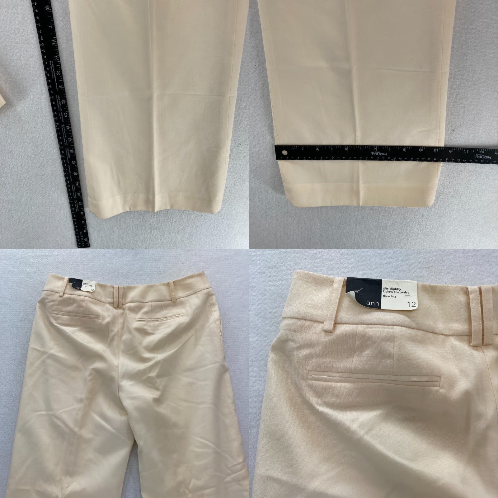 Ann Taylor Ann Taylor Ann Pants Women's 12 Flared Leg Beige Wool Dress Pant High Rise Lined Size 34" / US 12 / IT 48 - 8 Thumbnail