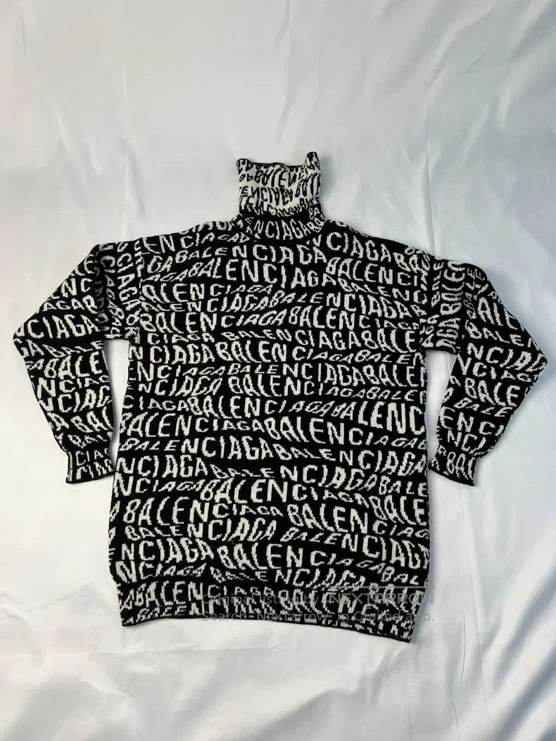 Other Balenciaga Black and White Bullet Screen High Neck Sweater Size US S / EU 44-46 / 1 - 1 Thumbnail
