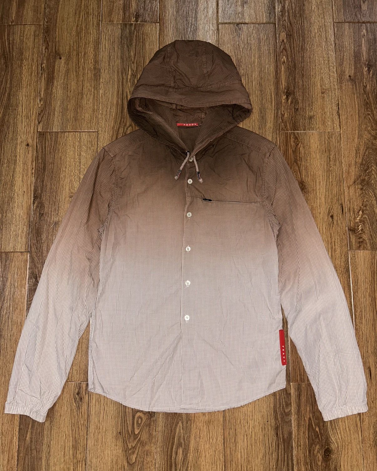 Prada Hooded Two Tone Ombre Button-Up Shirt