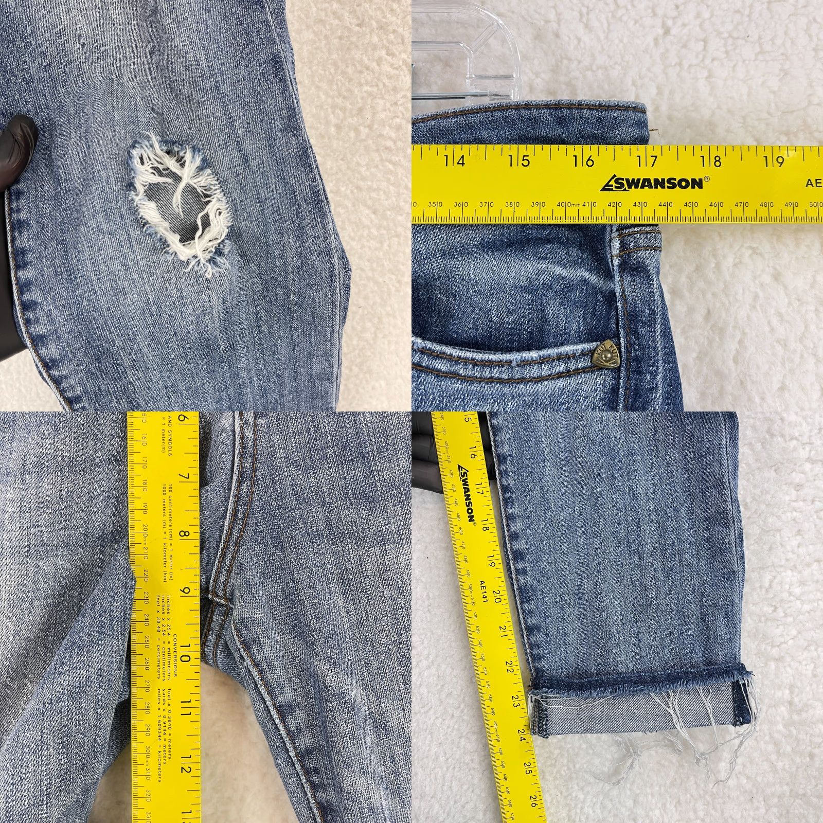 Vintage Kut from the Kloth Boyfriend Mid-Rise Jeans Womens Size 8P Blue Roll Cuff Crop Jeans Size 30" / US 8 / IT 44 - 8 Thumbnail