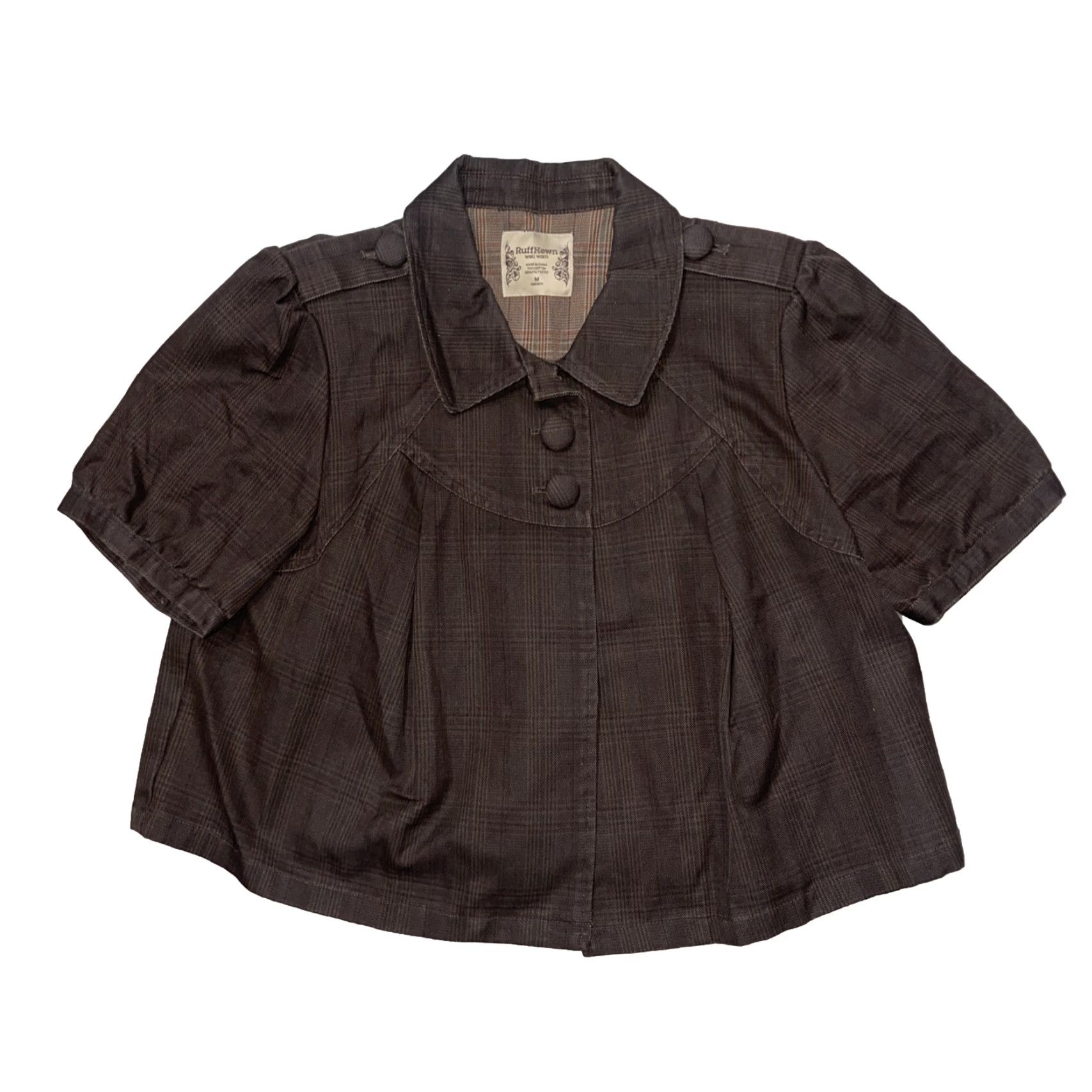 Vintage Ruff Hewn Well Worn Brown Short Jacket Top Womens Size Medium Size L / US 10 / IT 46 - 2 Thumbnail