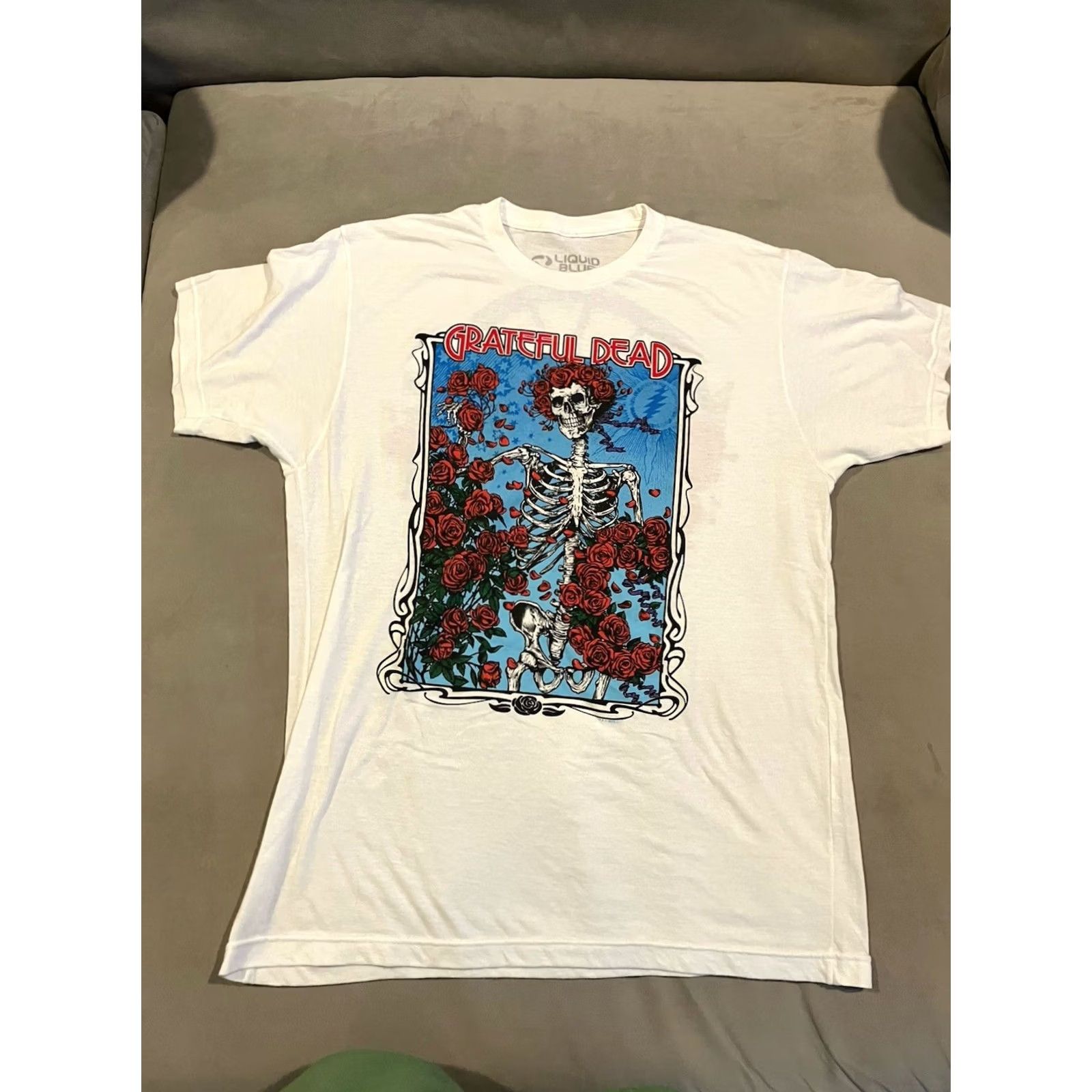 Liquid Blue Liquid Blue Shirt Mens L White WOW Grateful Dead Skull Roses Double Sided Size US L / EU 52-54 / 3 - 2 Thumbnail
