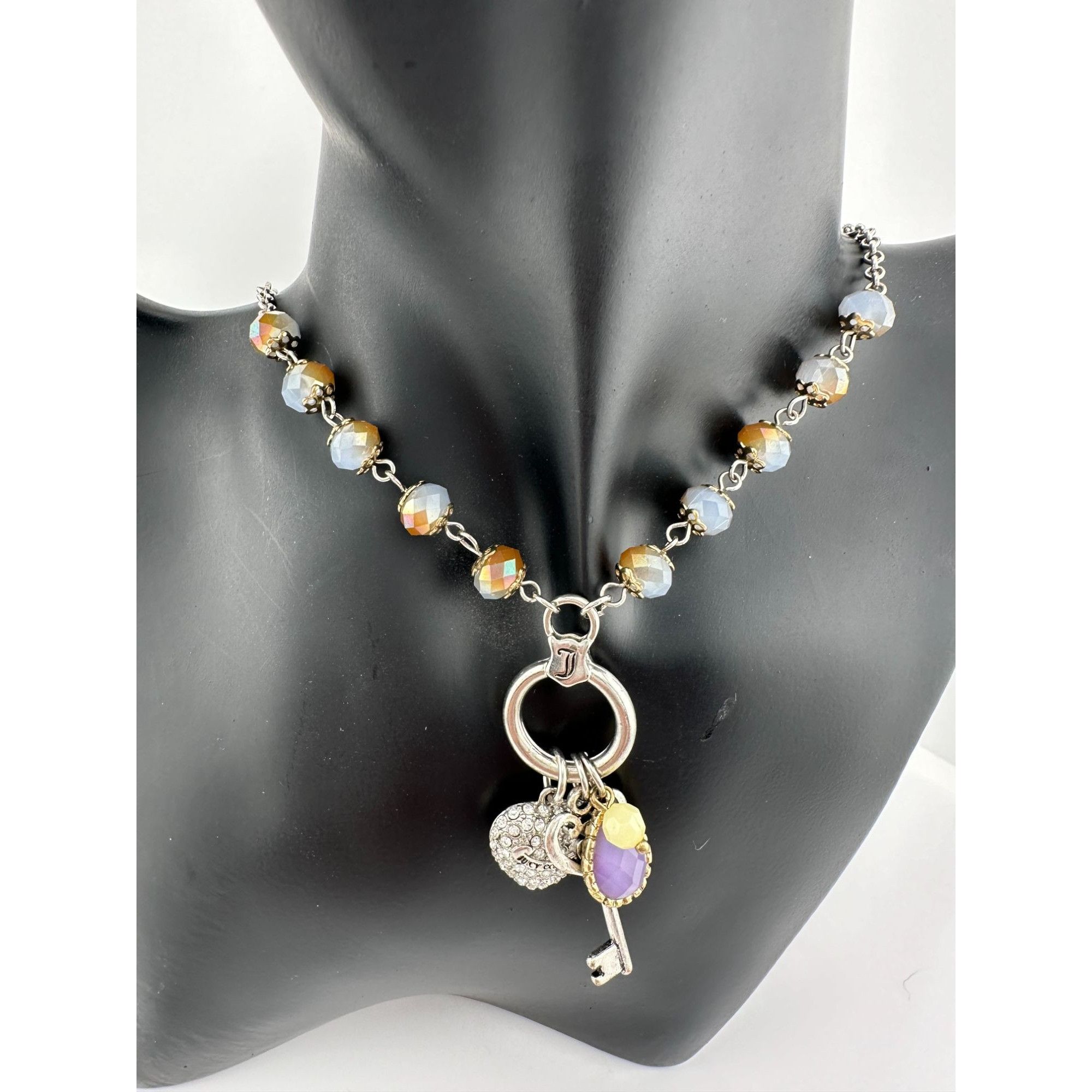 Juicy Couture Juicy Couture Charm Necklace Heart, Key and Gemstone on Ring Size ONE SIZE - 4 Thumbnail
