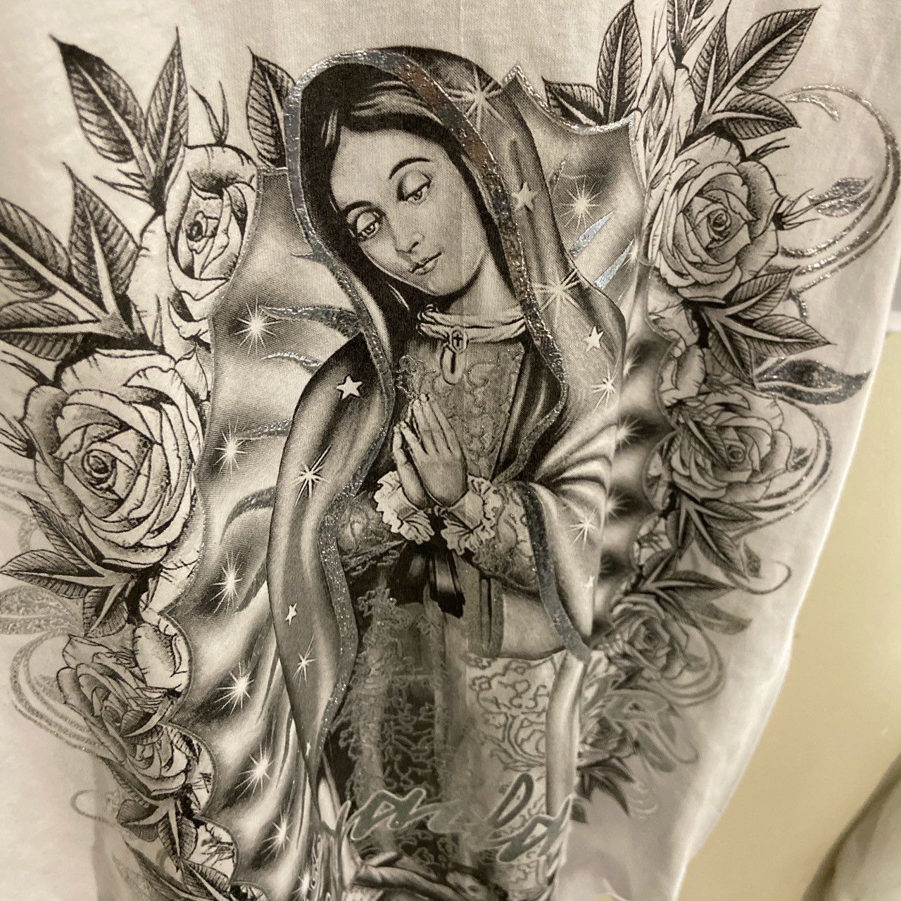 Affliction × Vintage Vintage 2000s Virgin Mary Y2K Tee Size US L / EU 52-54 / 3 - 5 Thumbnail