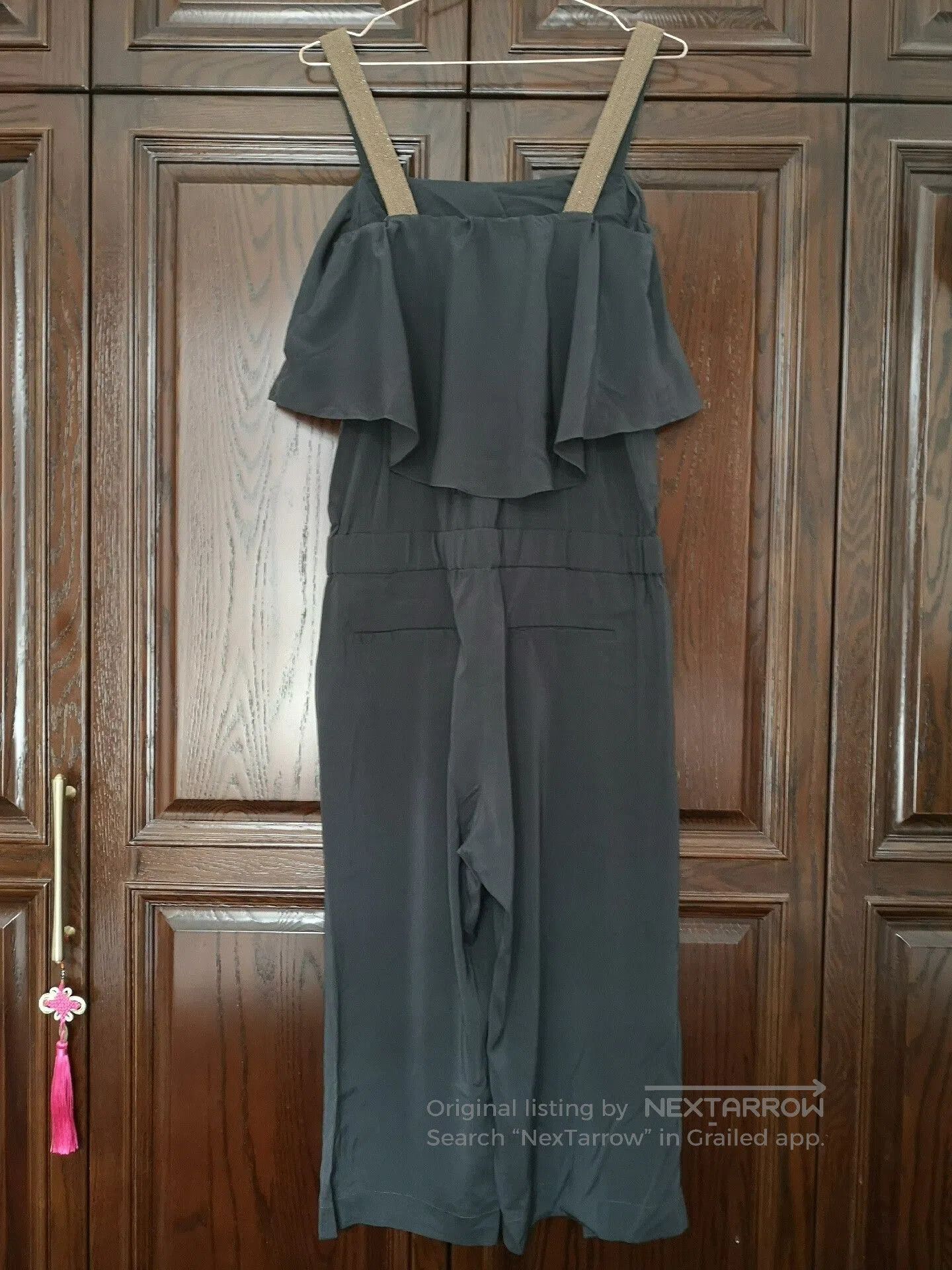 Brunello Cucinelli carbon gray silk jumpsuit with beaded straps. Size US 30 / EU 46 - 7 Thumbnail