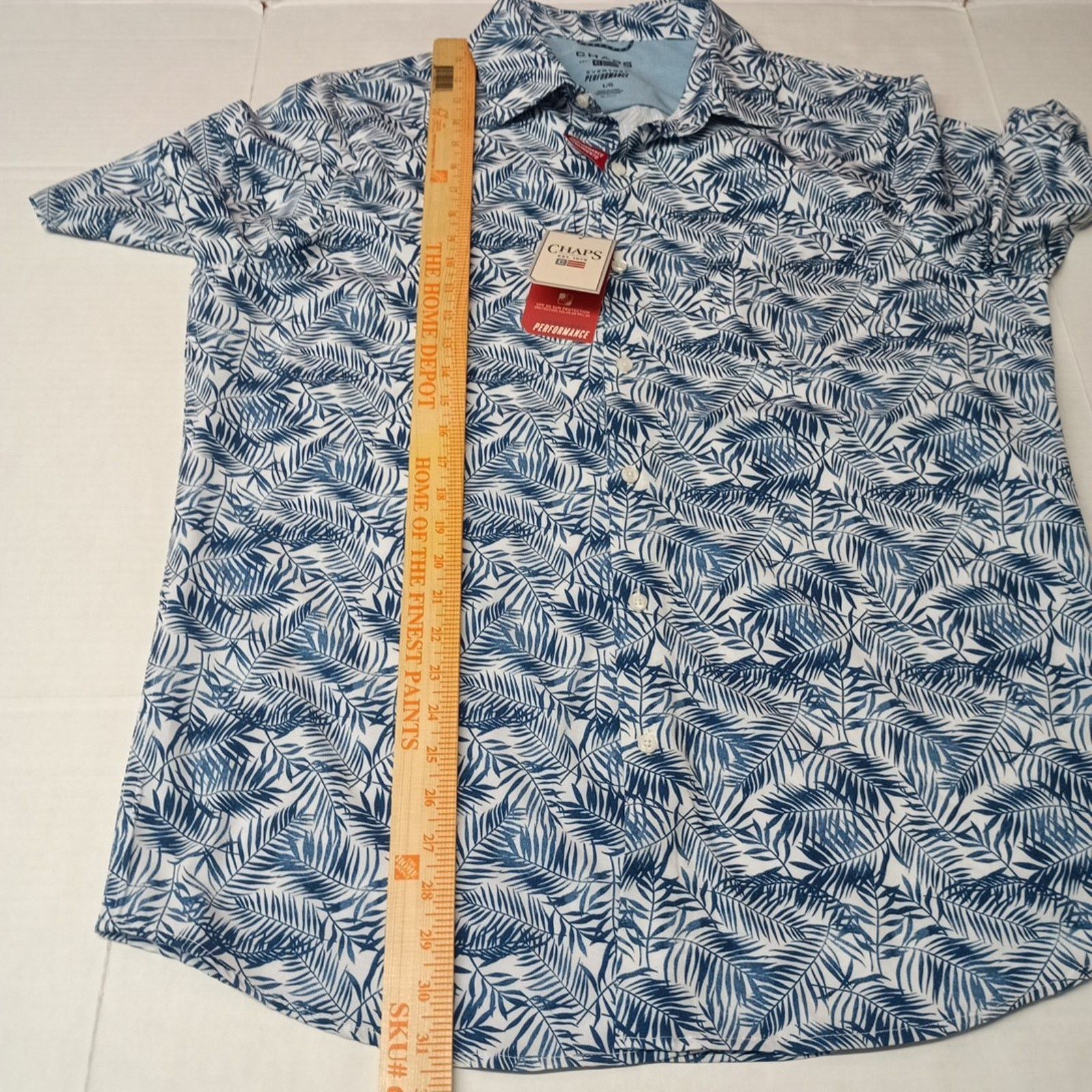 Chaps Chaps Woven Shirt Men's Size L Blue Floral Stretch UPF 50 Size US L / EU 52-54 / 3 - 6 Thumbnail