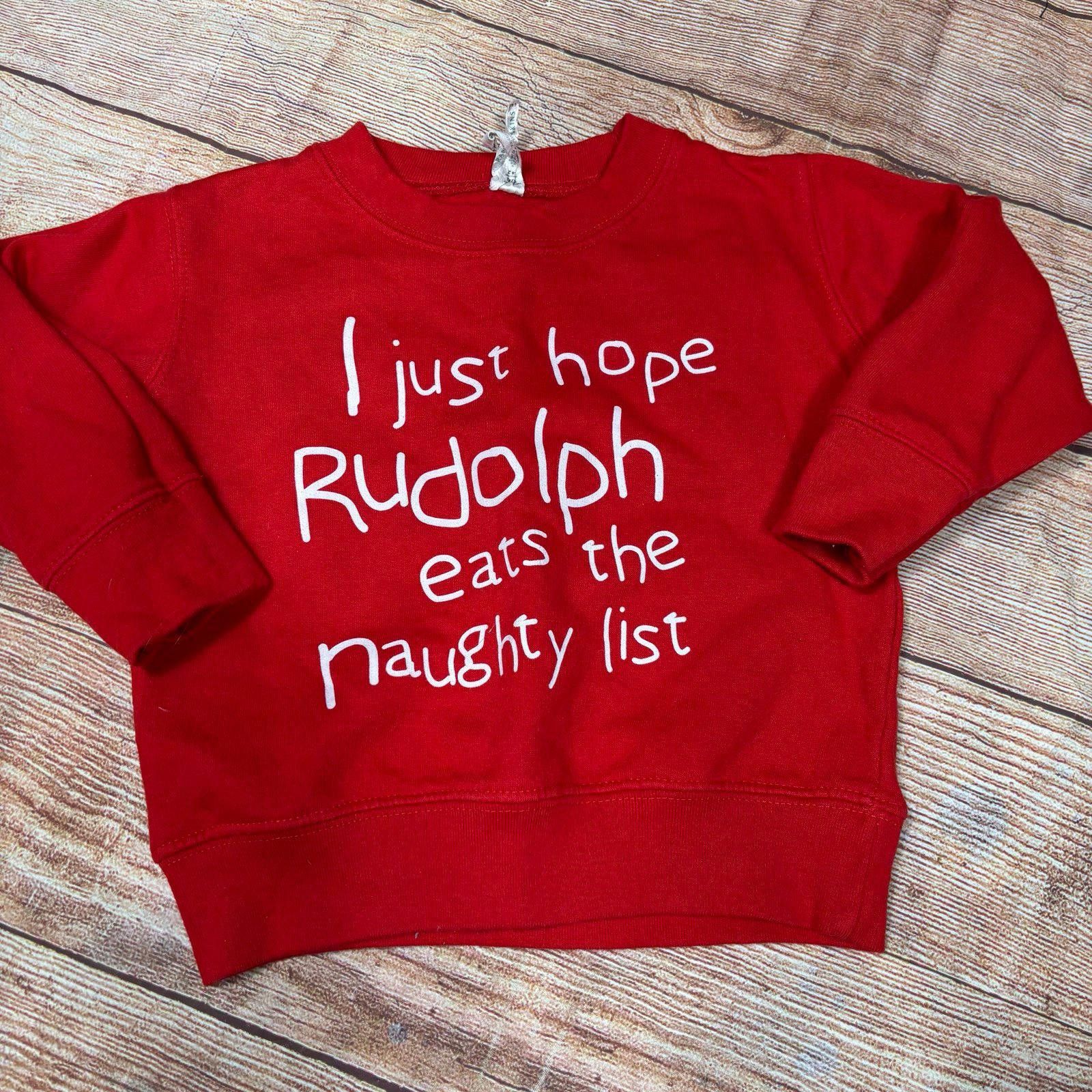 Other Rabbit Skins Size 2 Red Kids with Rudolph Naughty List Print Size ONE SIZE - 1 Thumbnail