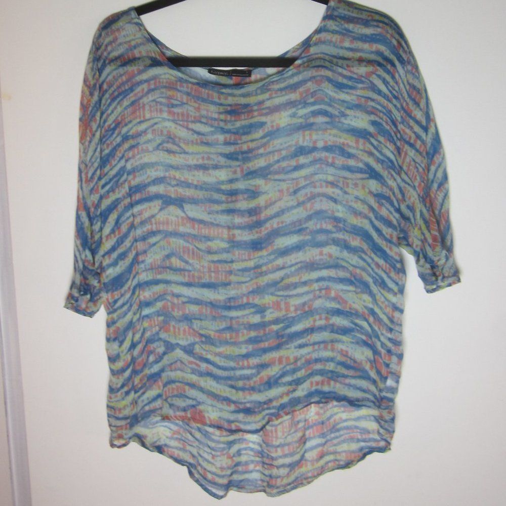 Gypsy 05 Gypsy 05 Anthropologie Womens Size S Oversized Sheer Silk Blouse Blue Wave Size S / US 4 / IT 40 - 3 Thumbnail