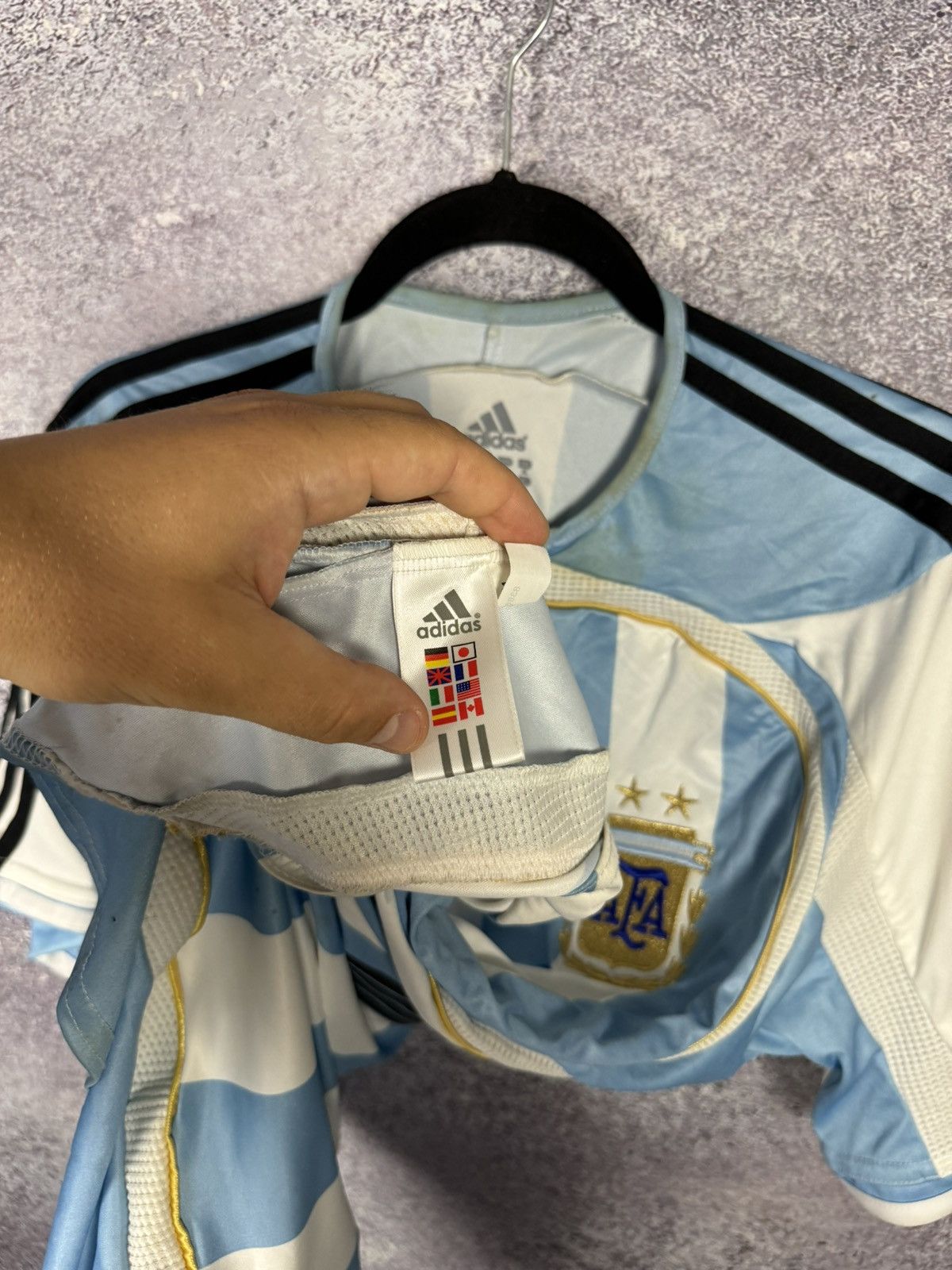 Adidas TEVEZ Argentina National Team 2006 Adidas Soccer Jersey Size US XL / EU 56 / 4 - 11 Thumbnail