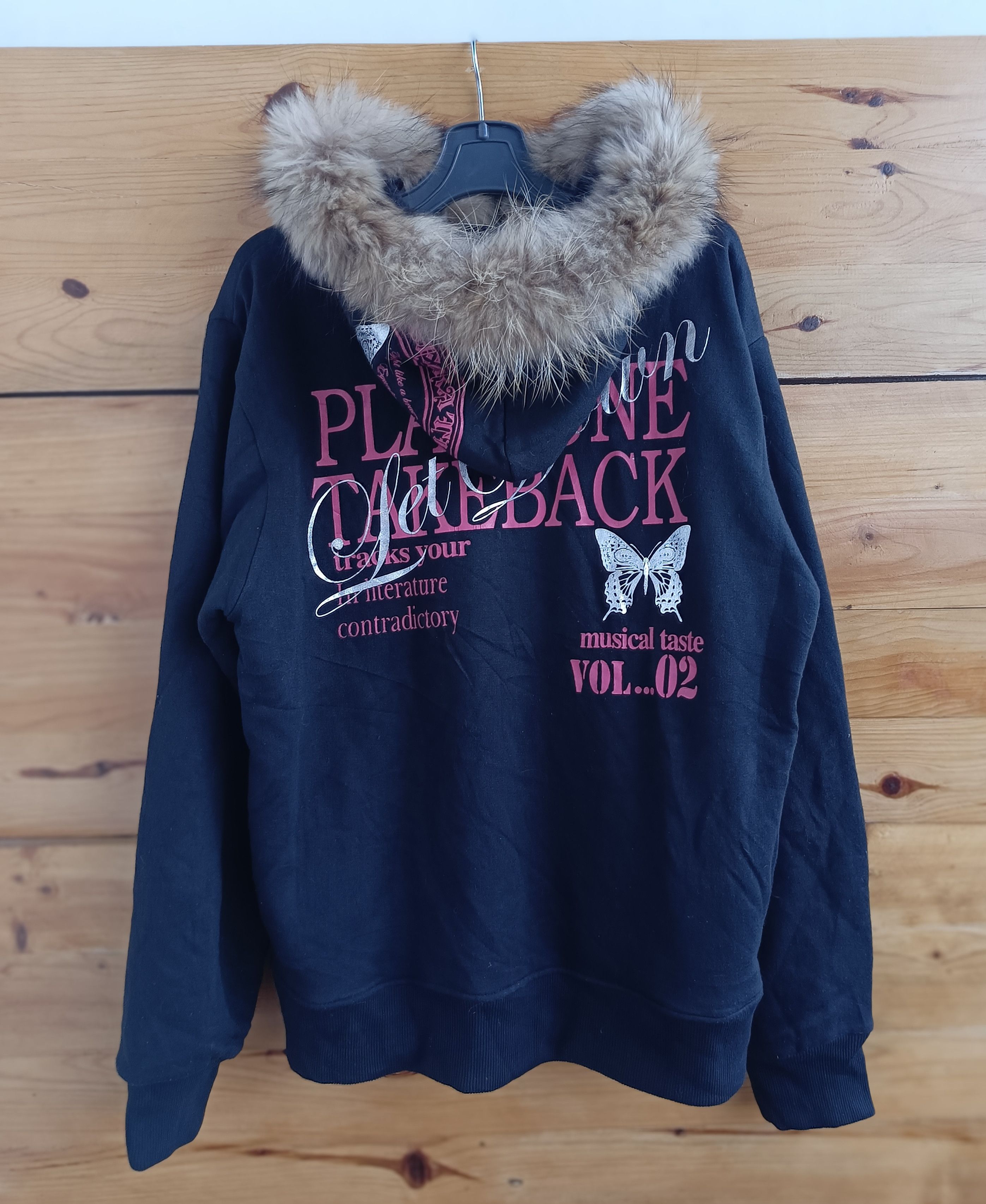 Defectibe Struct Fur Hoodie Poem Pink Butterfly LGB Style
