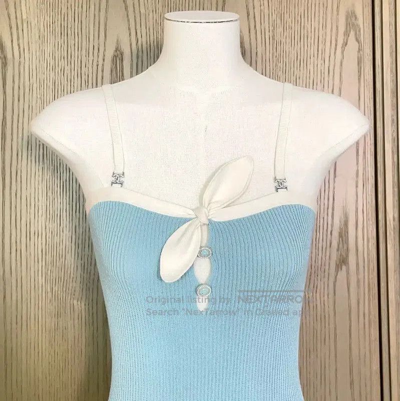 Chanel Chanel Summer Blue Cotton Sleeveless Top . Size S / US 4 / IT 40 - 3 Thumbnail