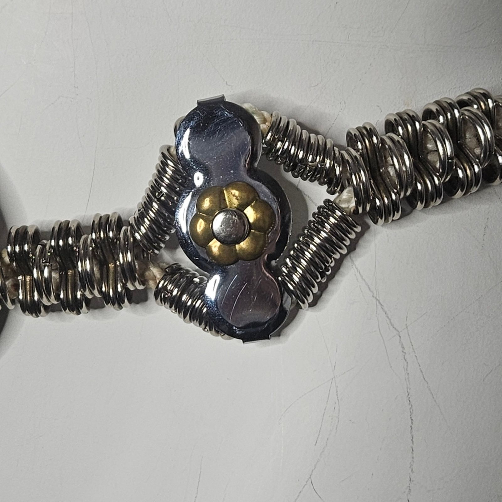 Vintage VTG 70s 80s Silver/Brass Tone Flower Rope Belt, 36" long Size ONE SIZE - 5 Thumbnail