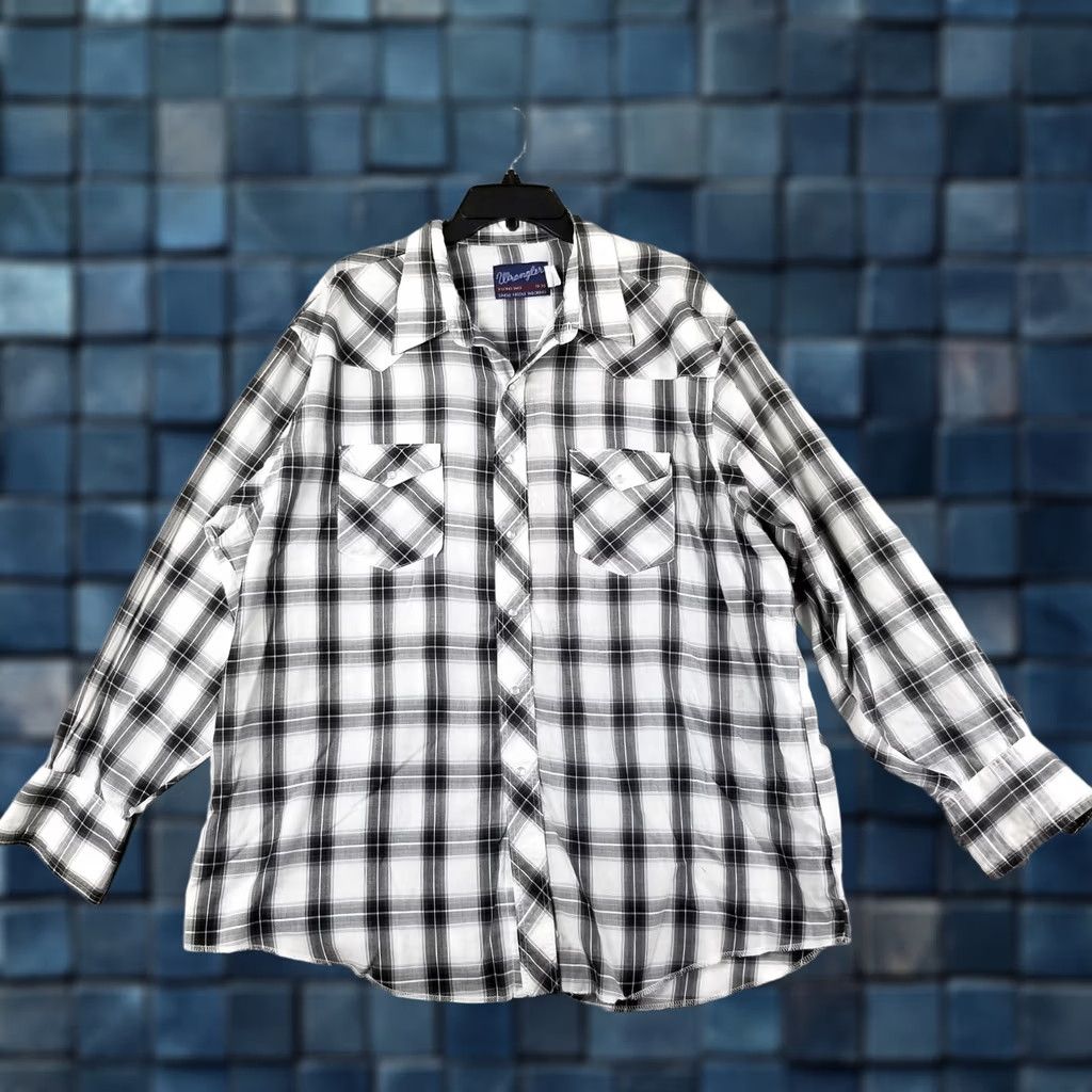 Wrangler VINTAGE Wrangler Shirt Western Striped Pearl Snap X Long Tails Men XXL Plaid Cowboy Size US XXL / EU 58 / 5 - 1 Thumbnail
