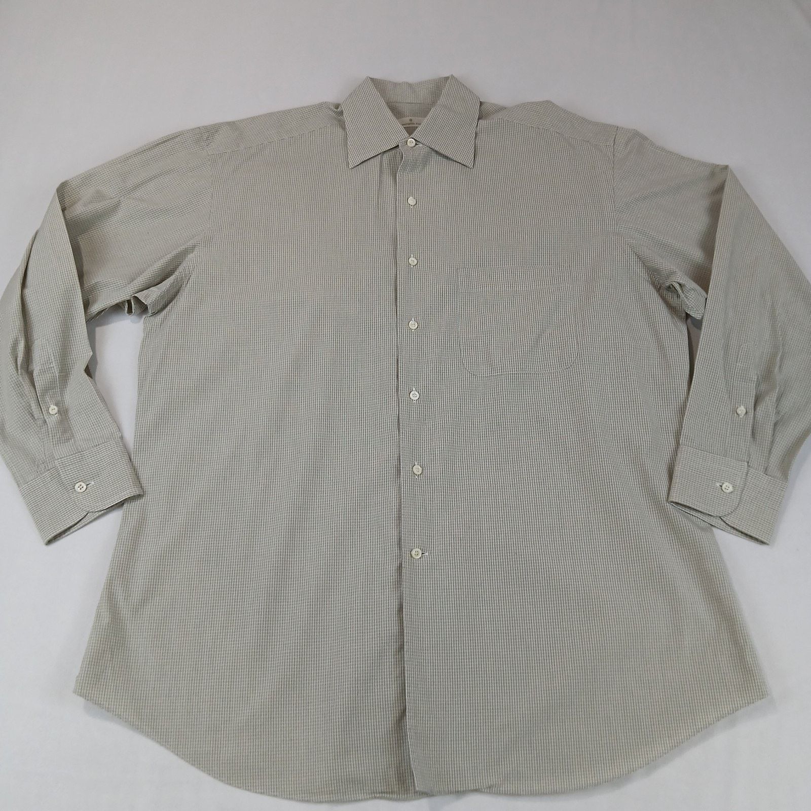 Ermenegildo Zegna Ermenegildo Zegna Dress Shirt 41/16 Green Check Long Sleeve Size US M / EU 48-50 / 2 - 10 Thumbnail
