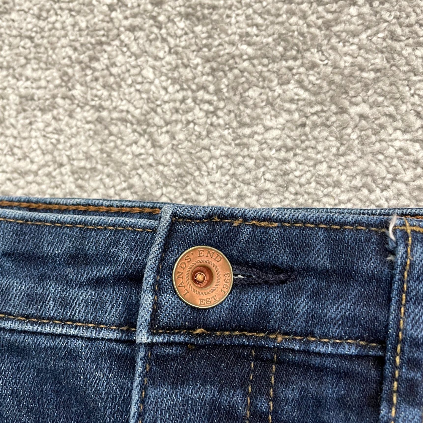 Lands' End Lands' End Jeans Womens 4 Mid Rise Straight Denim 28x29.5 Blue Dark Wash Cotton 5-Pocket Classic Size 27" / US 4 / IT 40 - 3 Thumbnail