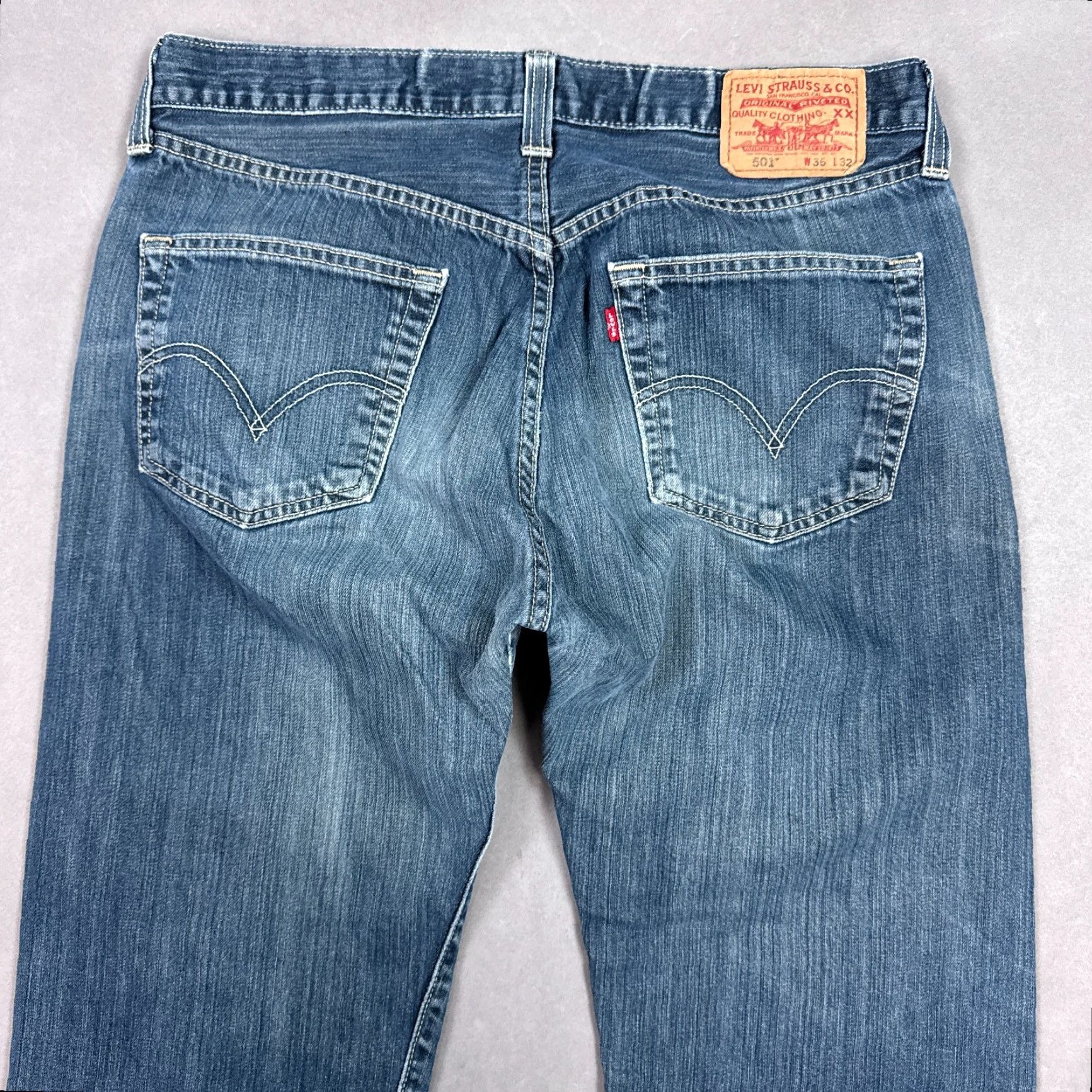 Levi's Levi's 501 Jeans Men 36x30 Blue Denim Dark Washed Out Faded Work Size US 36 / EU 52 - 5 Thumbnail
