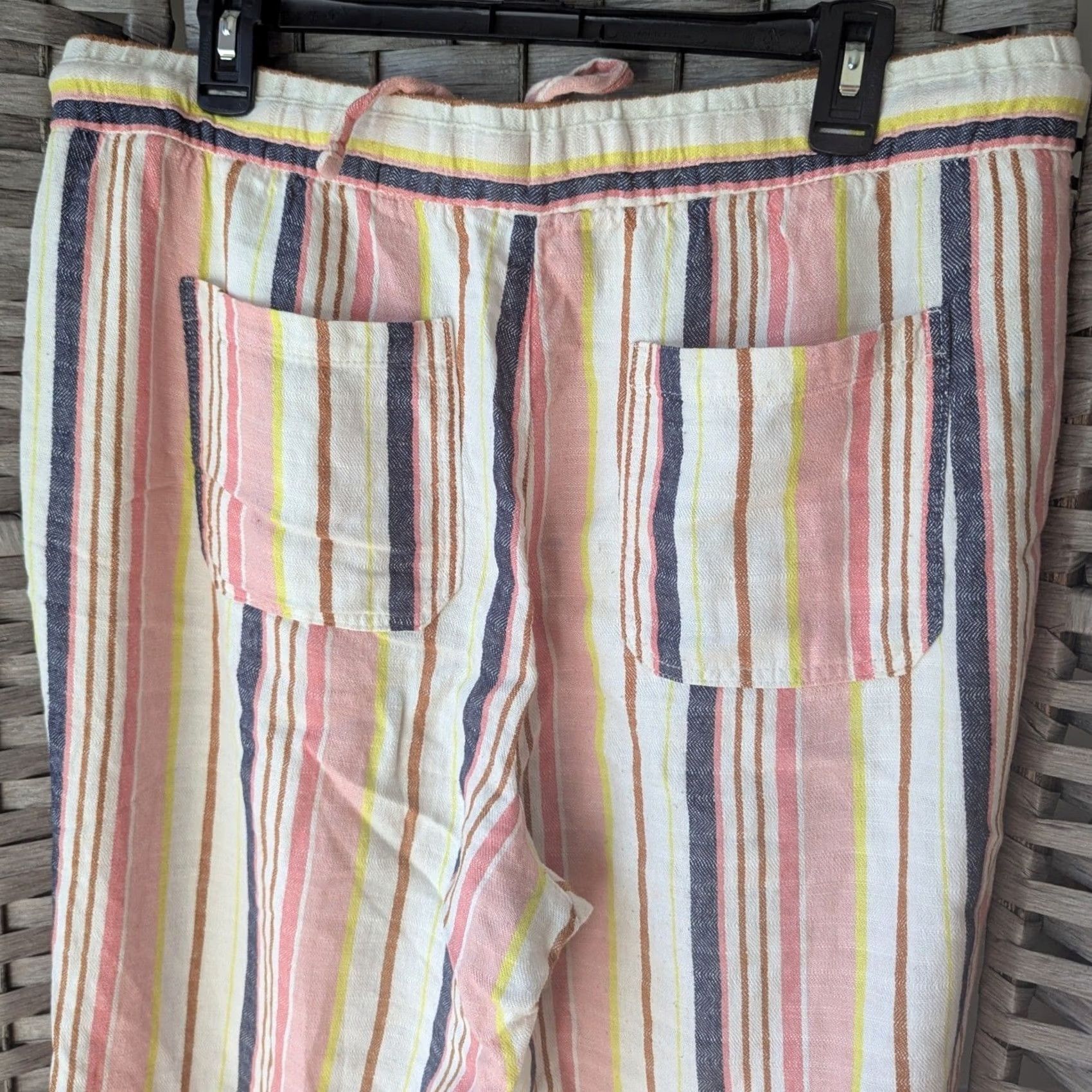 Old Navy Old Navy Multicolor Striped Linen Blend Wide Leg Drawstring Pants Casual Sz L Size 36" / US 14 / IT 50 - 5 Thumbnail