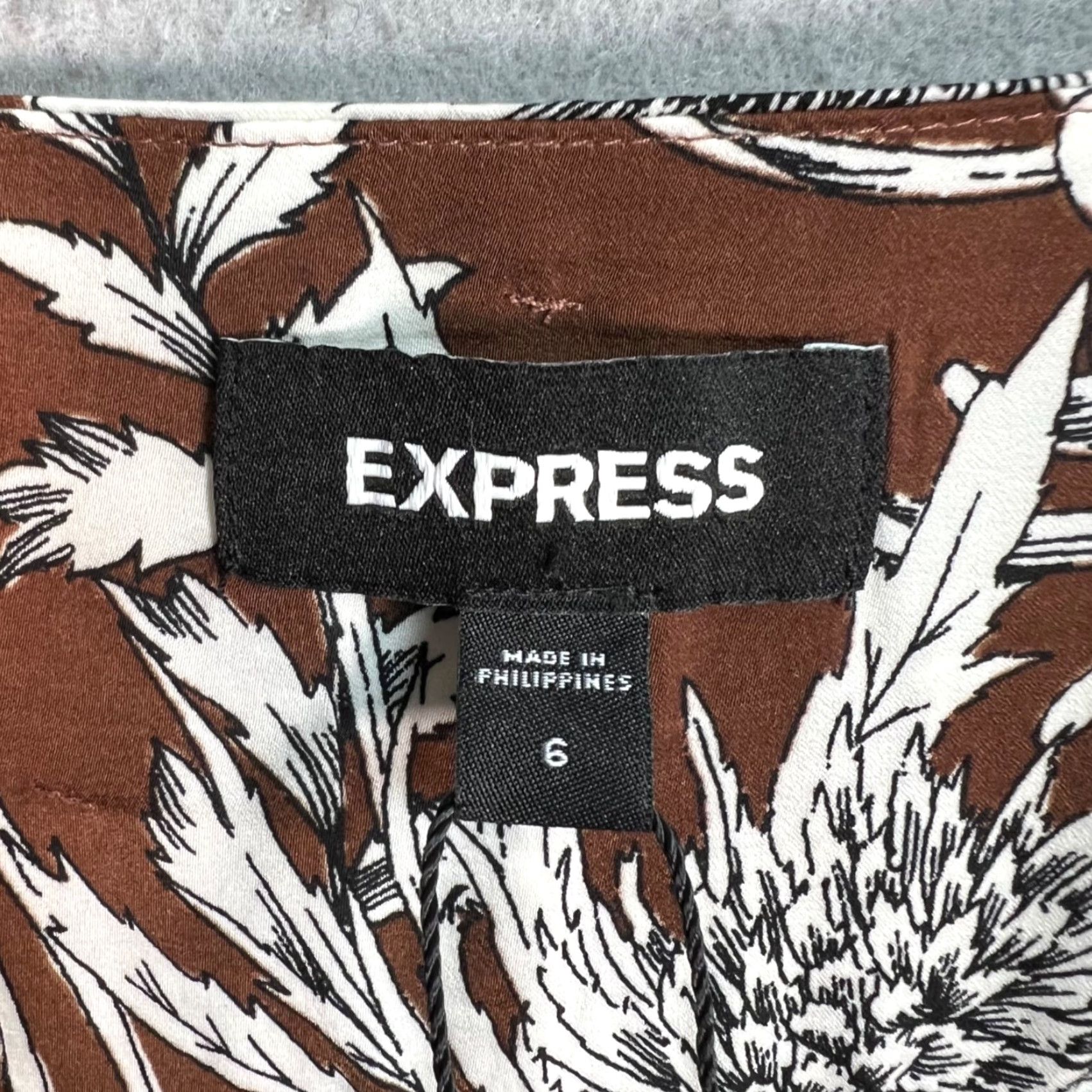 Express Express Floral Mini Skirt Women's 6 Brown 100% Polyester NEW! Size 28" / US 6 / IT 42 - 3 Thumbnail