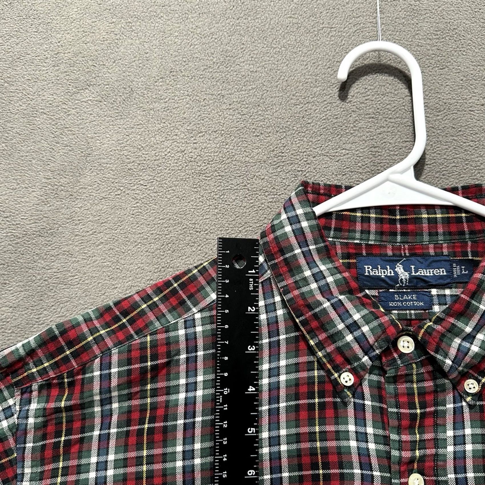 Ralph Lauren VINTAGE Ralph Lauren Shirt Mens Large Red Green Plaid Blake Button Down 90s EUC Size US L / EU 52-54 / 3 - 7 Thumbnail