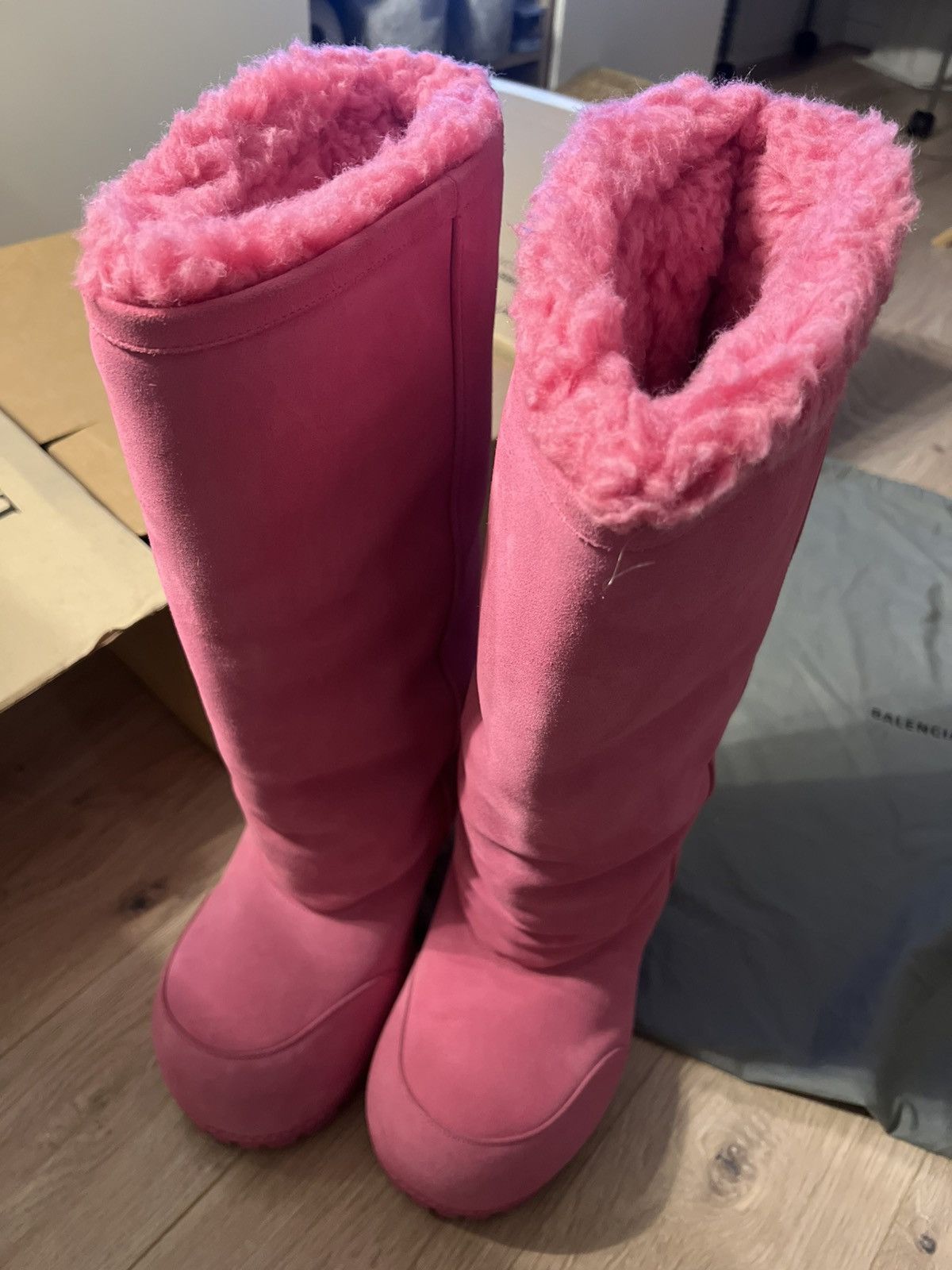 Balenciaga Alaska Stiletto Tall Suede Shearling Boots Size US 10 / IT 40 - 6 Thumbnail