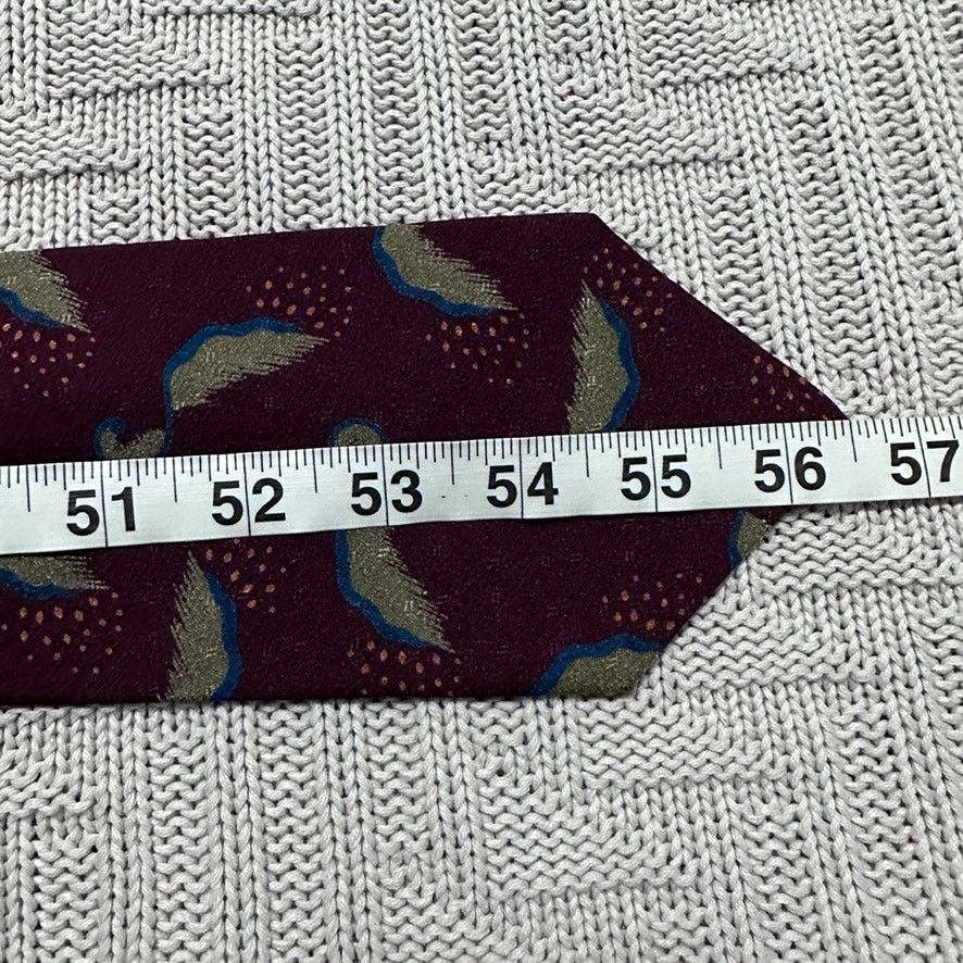 Armani Collezioni Vintage Armani maroon feather print silk tie Size ONE SIZE - 3 Thumbnail