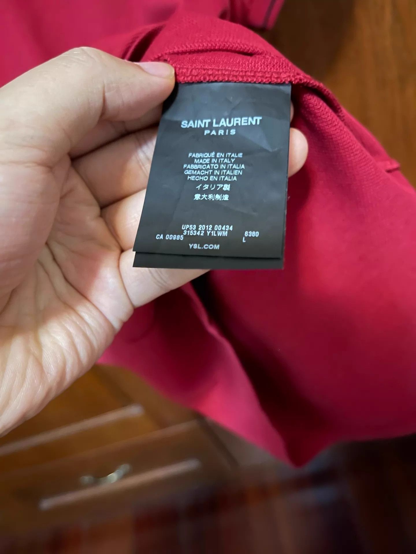 Saint Laurent Paris Saint Laurent Slim Fit Henley Neck Polo L Dark Red Size US L / EU 52-54 / 3 - 6 Thumbnail