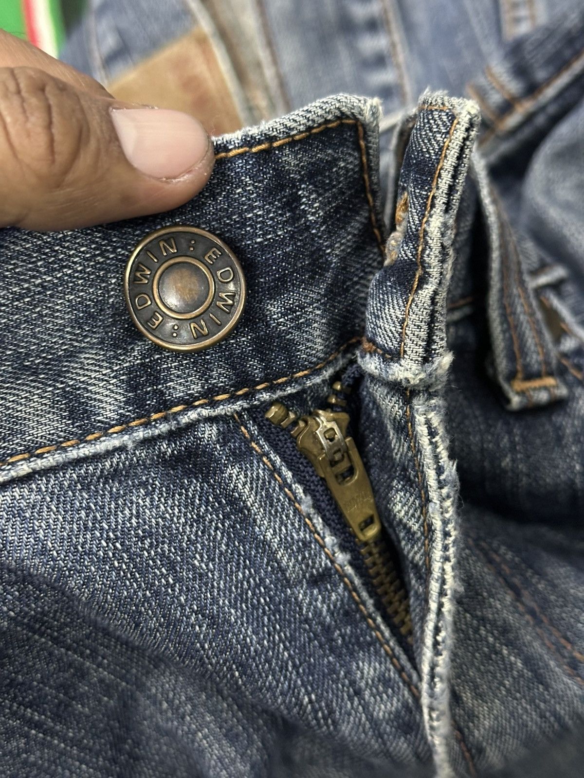 Kapital Distress Vintage Edwin 503 bluewashed. Size US 32 / EU 48 - 9 Thumbnail