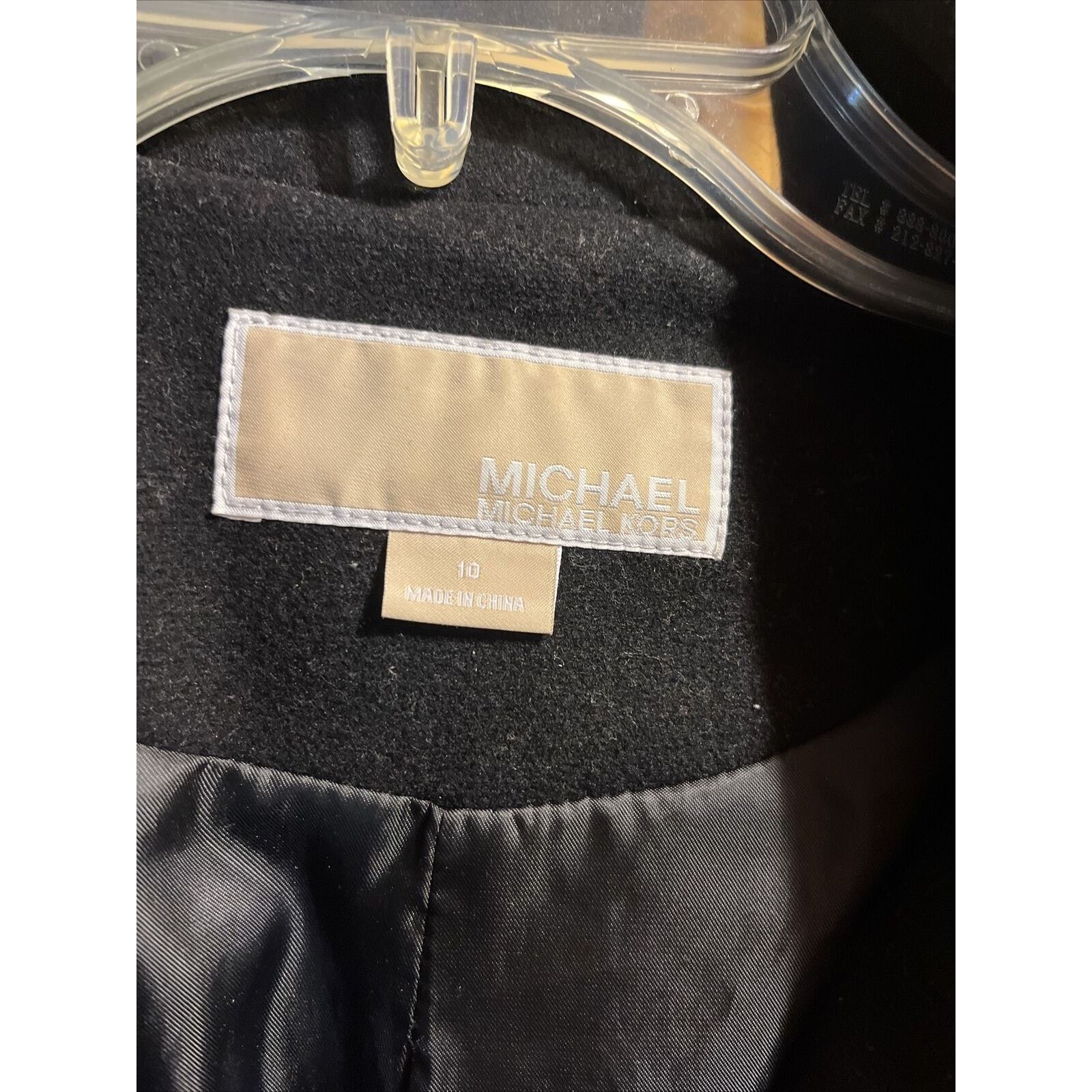 Michael Kors Michael Kors Women’s Size 10 M Black Wool LS Button Coat Size L / US 10 / IT 46 - 2 Thumbnail