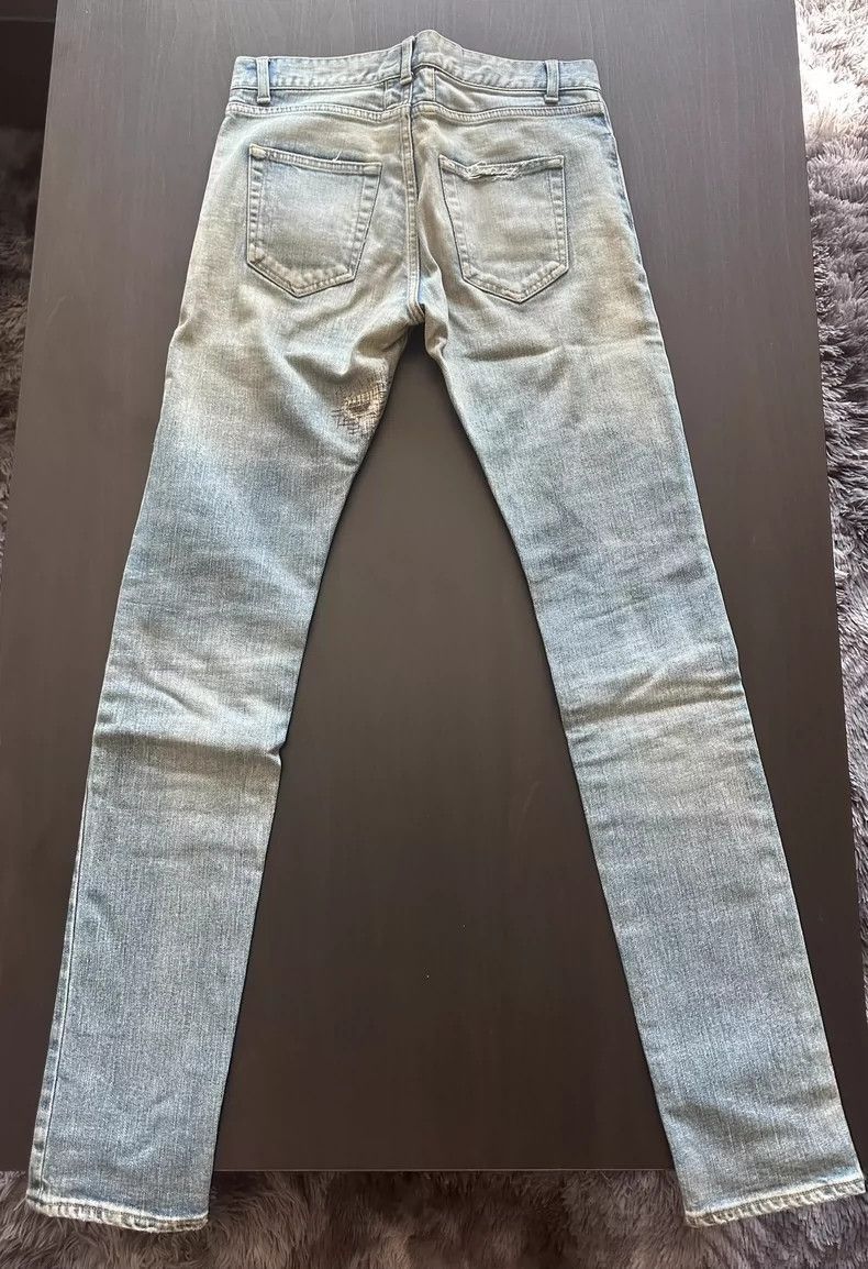 Saint Laurent Paris Saint Laurent Paris Distressed Skinny Jeans in Light Wash- Size US 29 - 2 Thumbnail