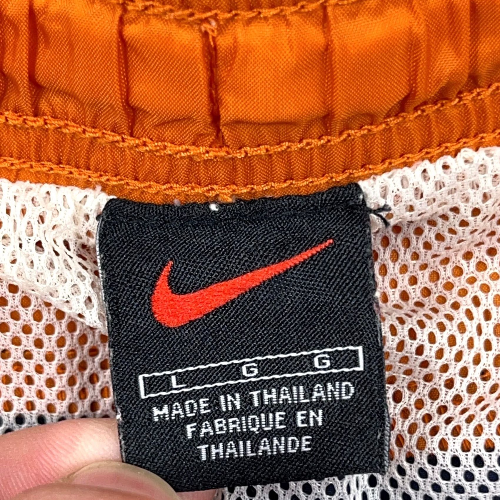 Nike VINTAGE Nike Swim Trunks Men Large Orange Blue Board Shorts Spellout Adult Size US 33 - 3 Thumbnail
