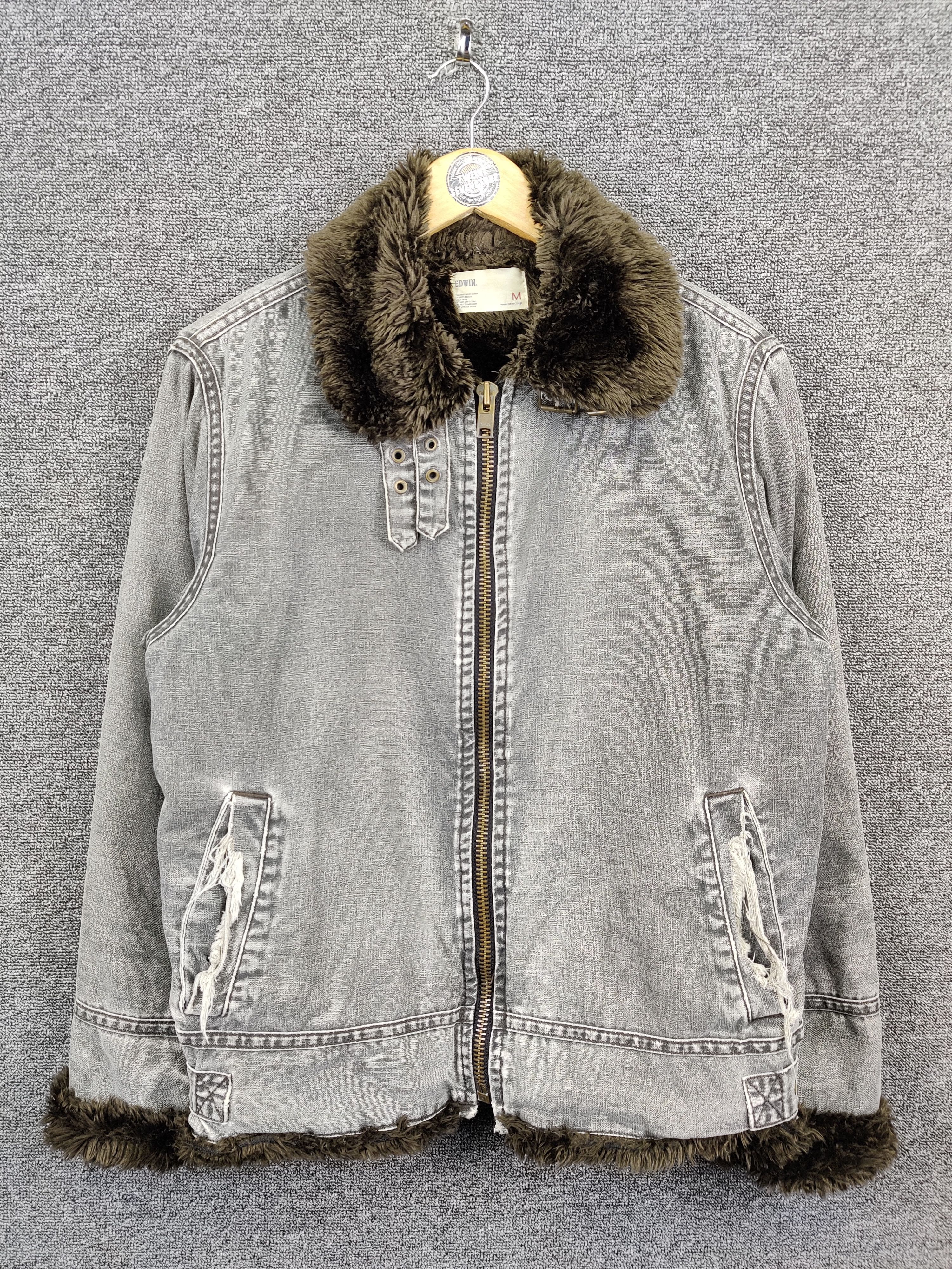 Edwin Vintage Edwin Shearling Denim Faux Fur Jacket Size US M / EU 48-50 / 2 - 1 Thumbnail