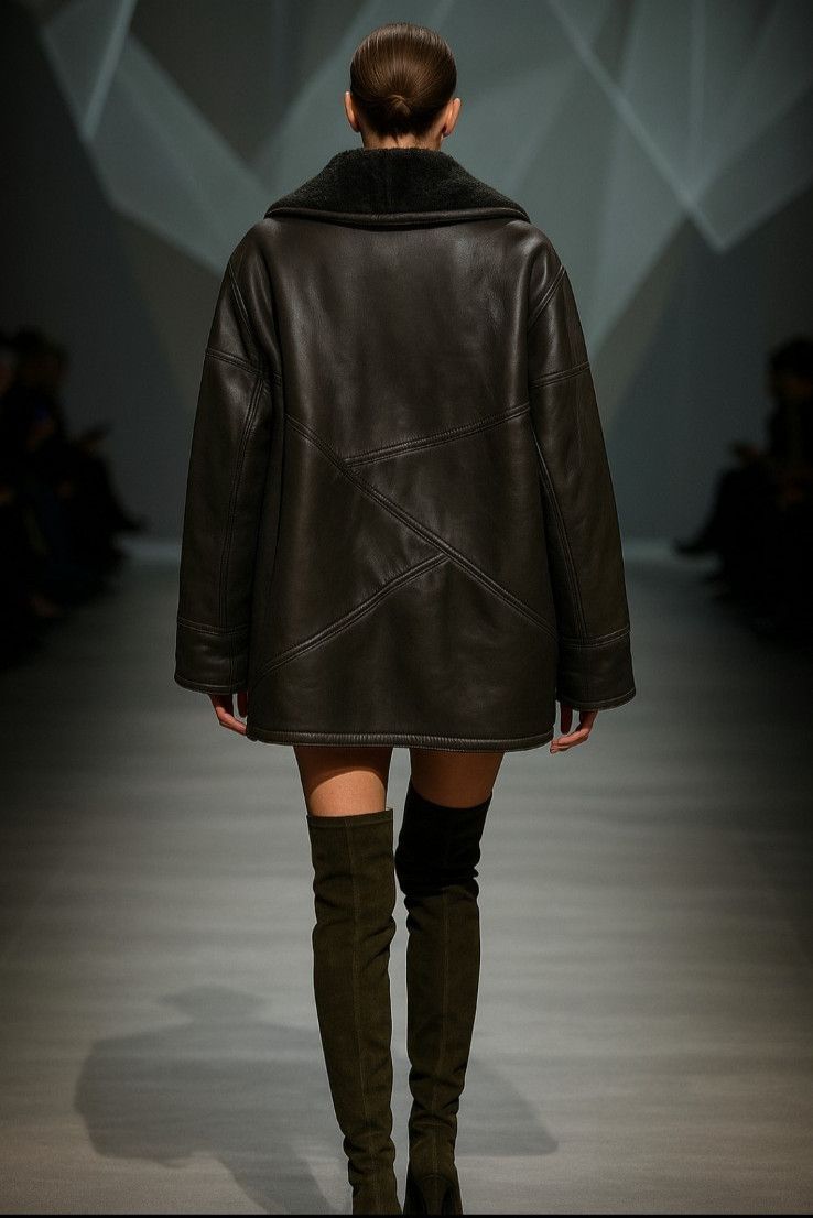 Other Umberto Olivieri Italy Leather Fur Coat Jacket Sparrling Size L / US 10 / IT 46 - 9 Thumbnail