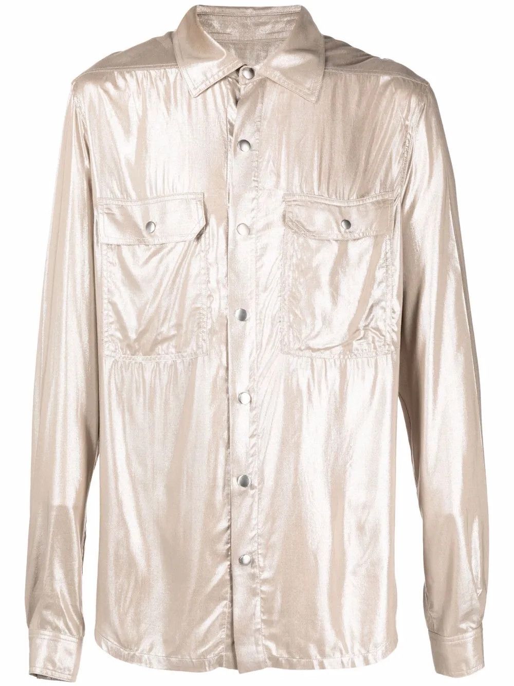 Rick Owens o1y0126 Solid Color Shirt in Silver Size S / US 4 / IT 40 - 1 Thumbnail