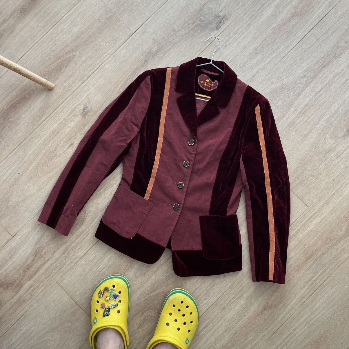 image of Very Vintage Luxury Velvet Etro Blazer Size 42 in Red, Women's